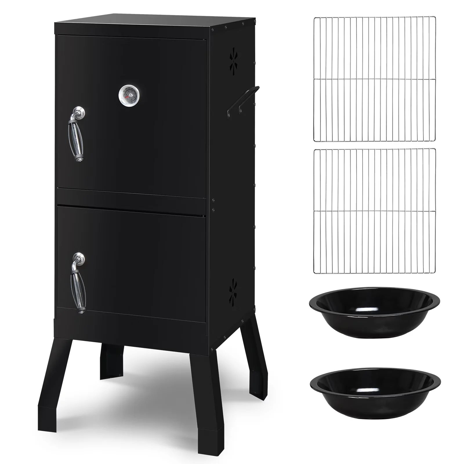 Essential Flat Top Grill with Charcoal Basket, Adjustable Air Vents - Black Steel Model CC367A