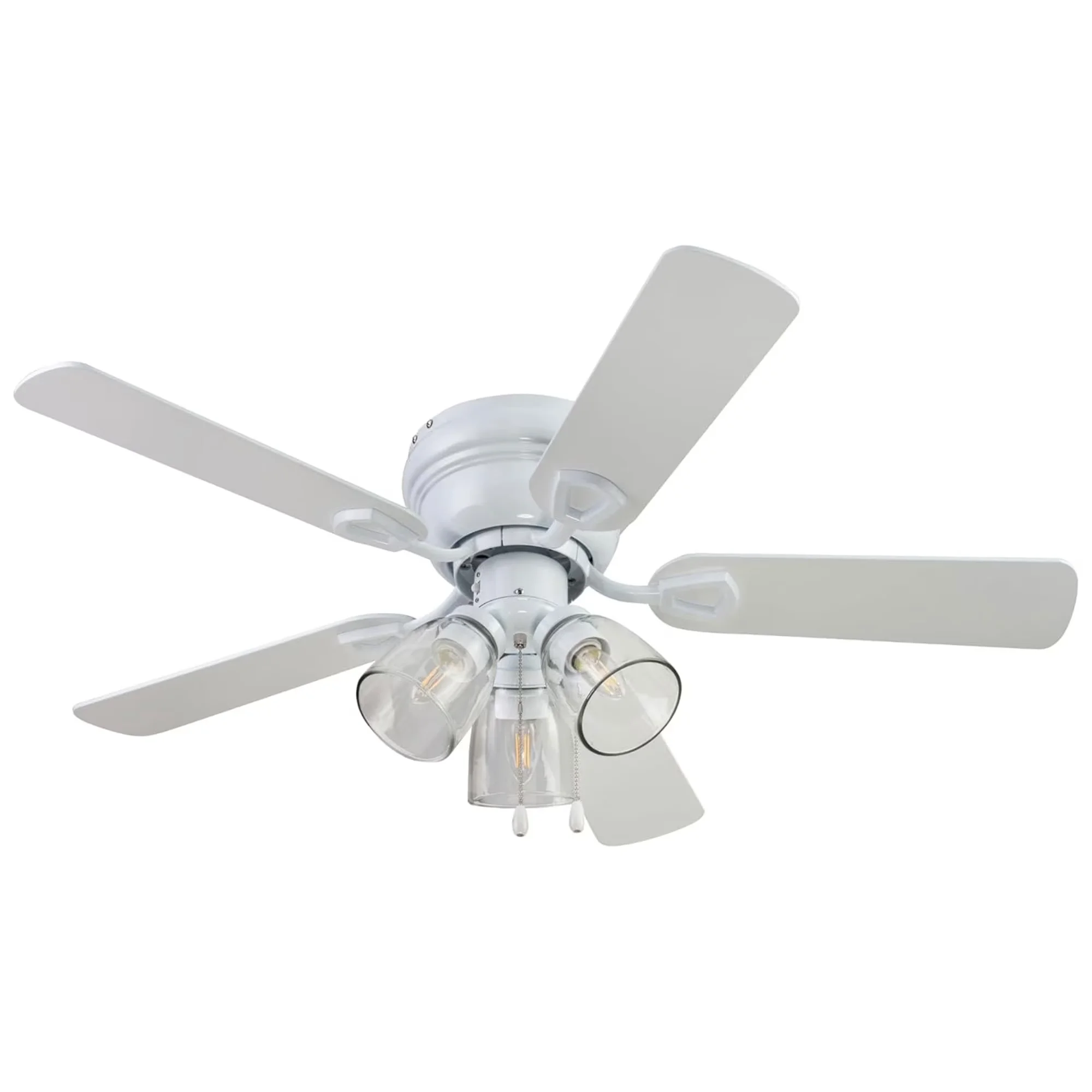 Reliable Ceiling Fan with LED, Space-Saving, Quiet - Glass Silver Open Model F4877C