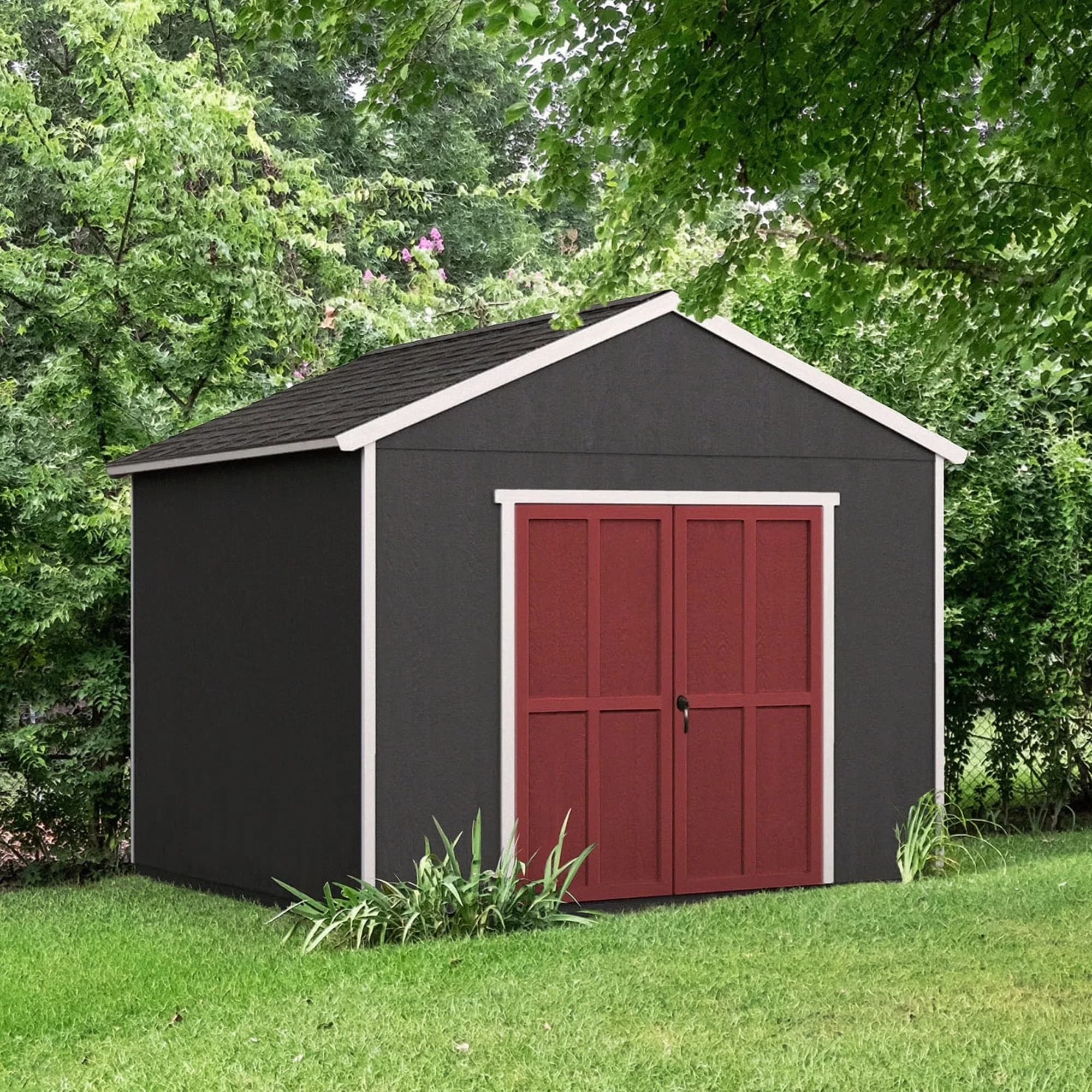Stylish Shed with Rust Resistant, 1019 cu. ft storage capacity, Rookwood 10 ft. x 14 ft. Wood Storage - Wood Brown Model D3BC33