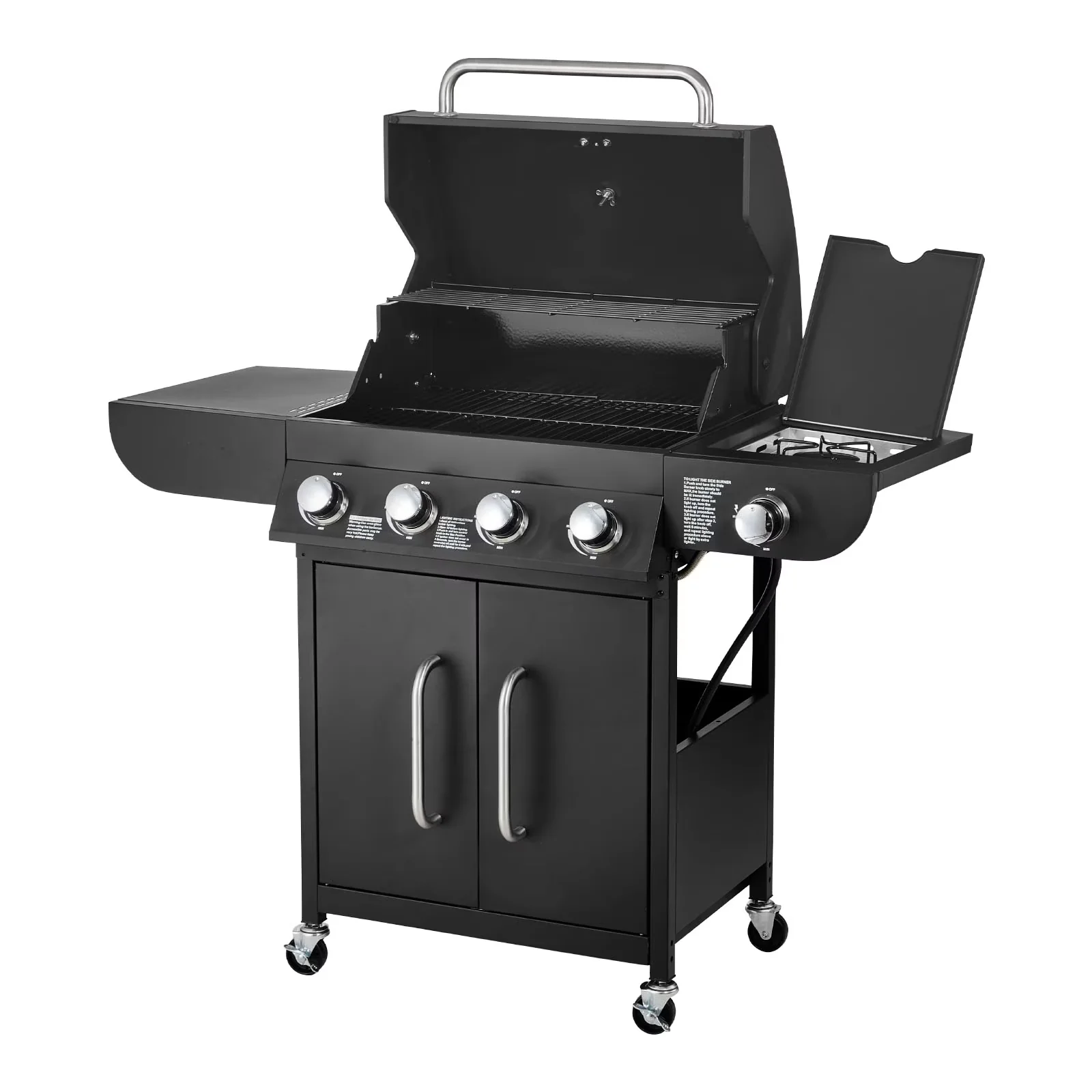 Quality Gas Grill with 52000 BTU, Warming Rack, 4-Burner Propane - Steel Black Model 126C65