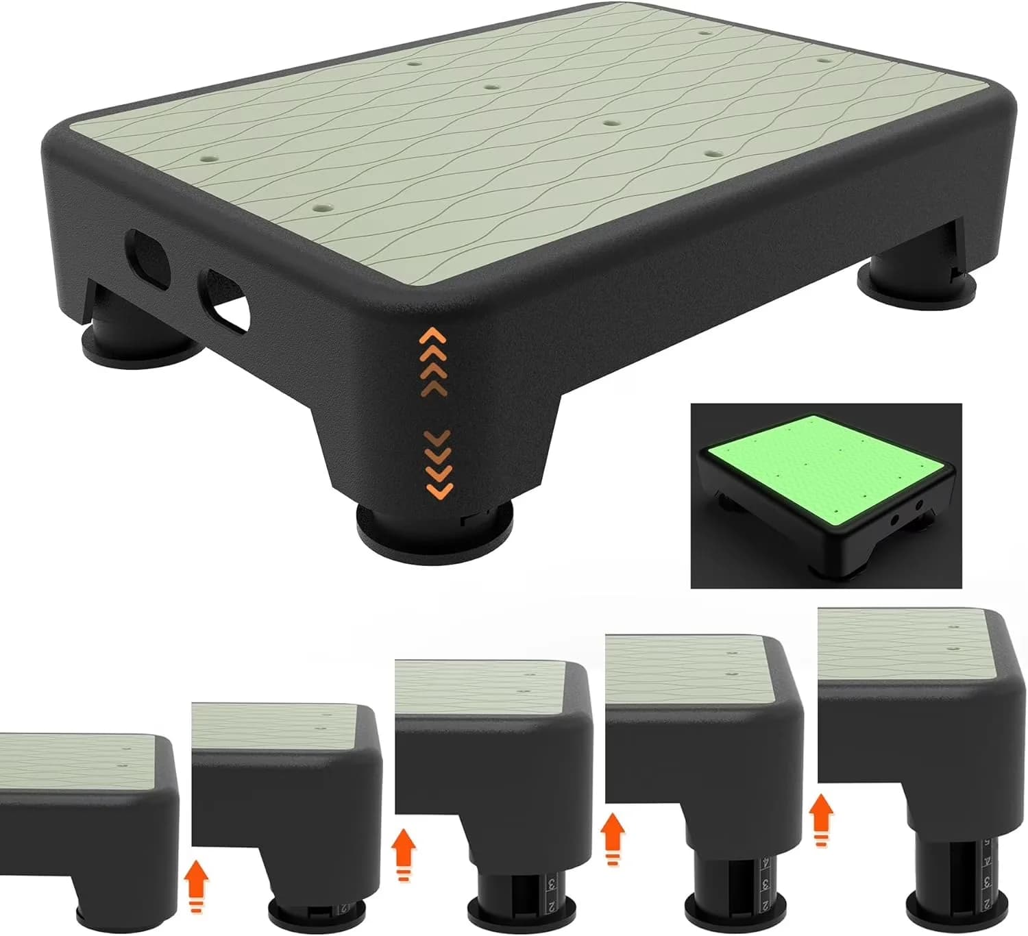 Modern Ladders And Step Stool with Adjustable Height, Anti-Slip, Noctilucent Bedside - Black Model C5F07E
