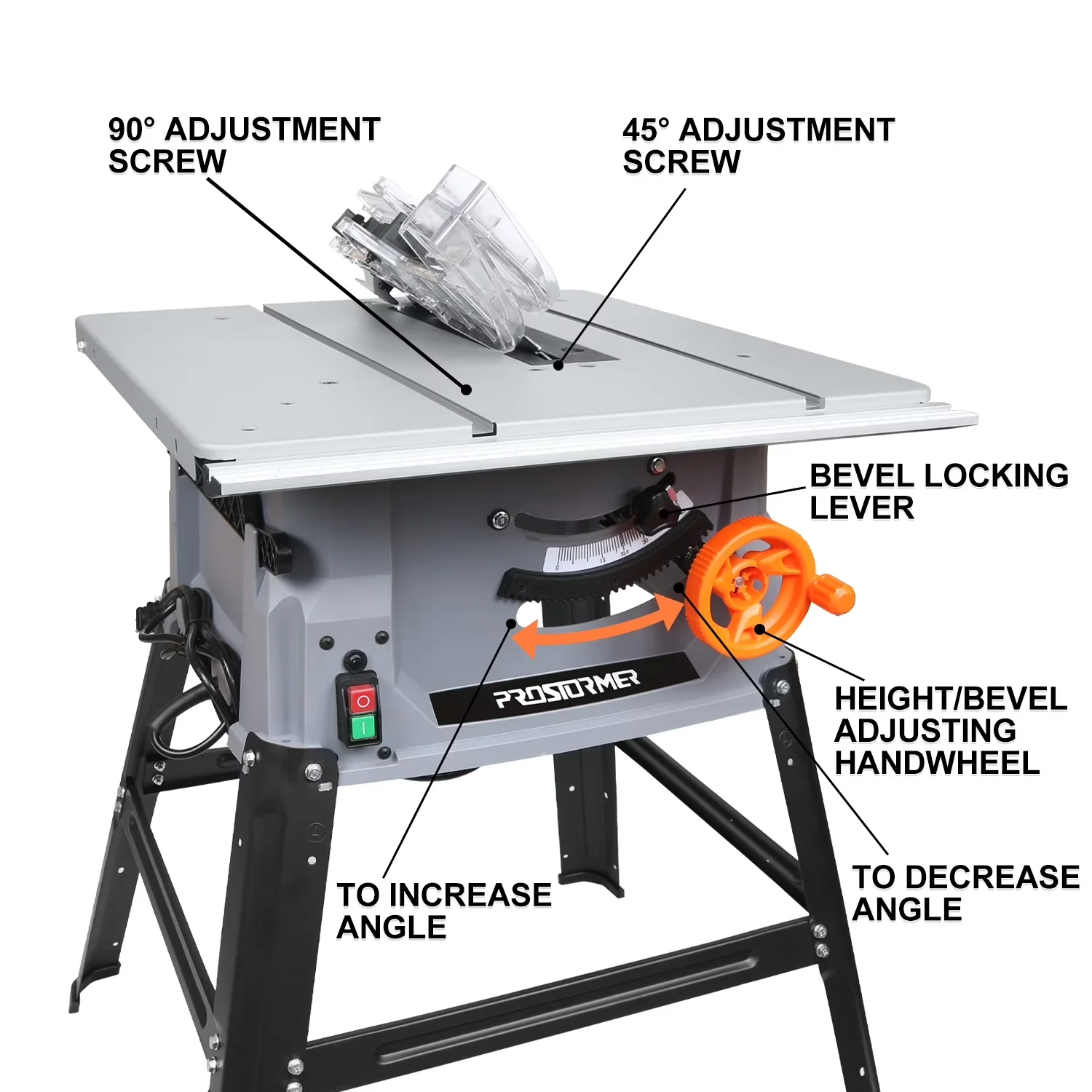 Power Saw Compact with Adjustable, Stand, 10 Inch Table - Gray 5000RPM Model B8D49C