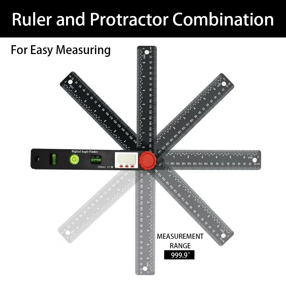 Measuring Layout Quality with Eco-Friendly, Easy-To-Use, Digital Angle Finder Protractor - Black Abs Model FDF430