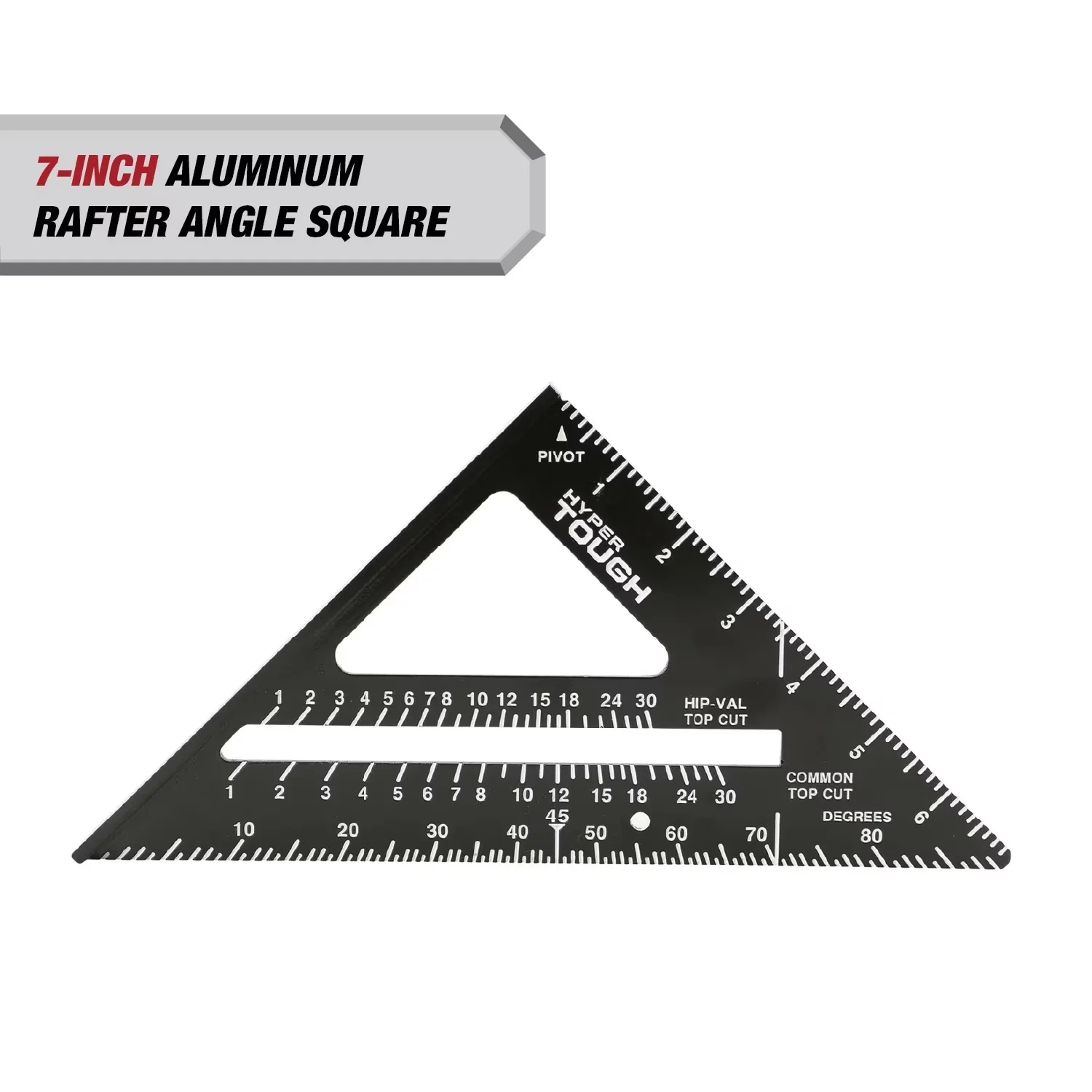 Stylish Measuring Layout with Lightweight, Durable, 7-Inch Aluminum Rafter Angle Square - Black Plastic Model 03E552