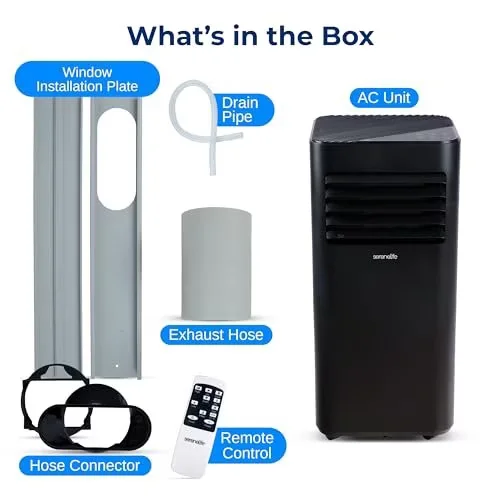 Air Conditioner Innovative with 8000 BTU, Sleep Mode, Remote Controlled - Black Model 657120