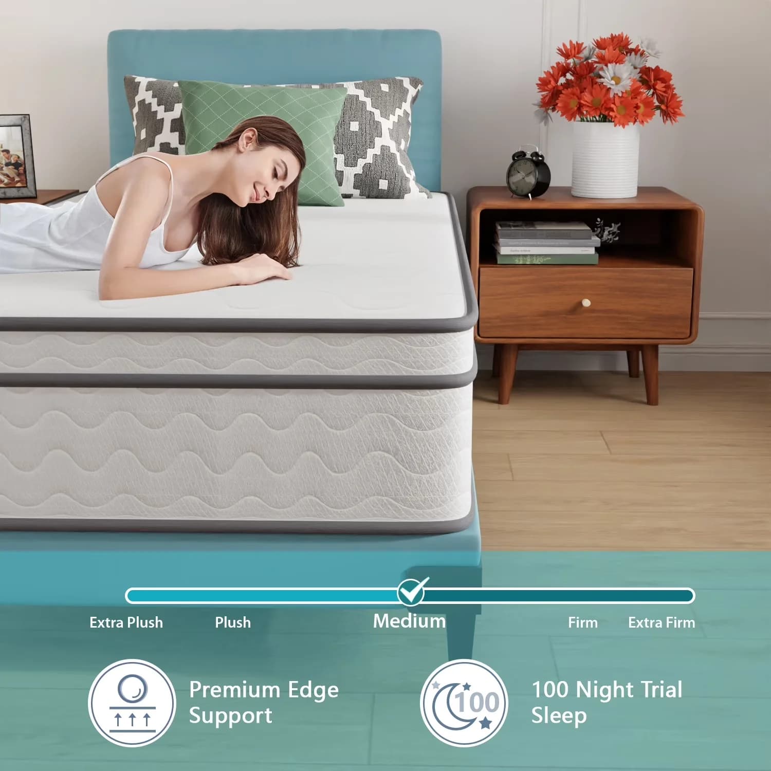 Mattresses Accessory Premium with Mattress-In-A-Box, 12 Inch Innerspring Mattress in a Box, Twin - Cotton White Model 2B8A5E