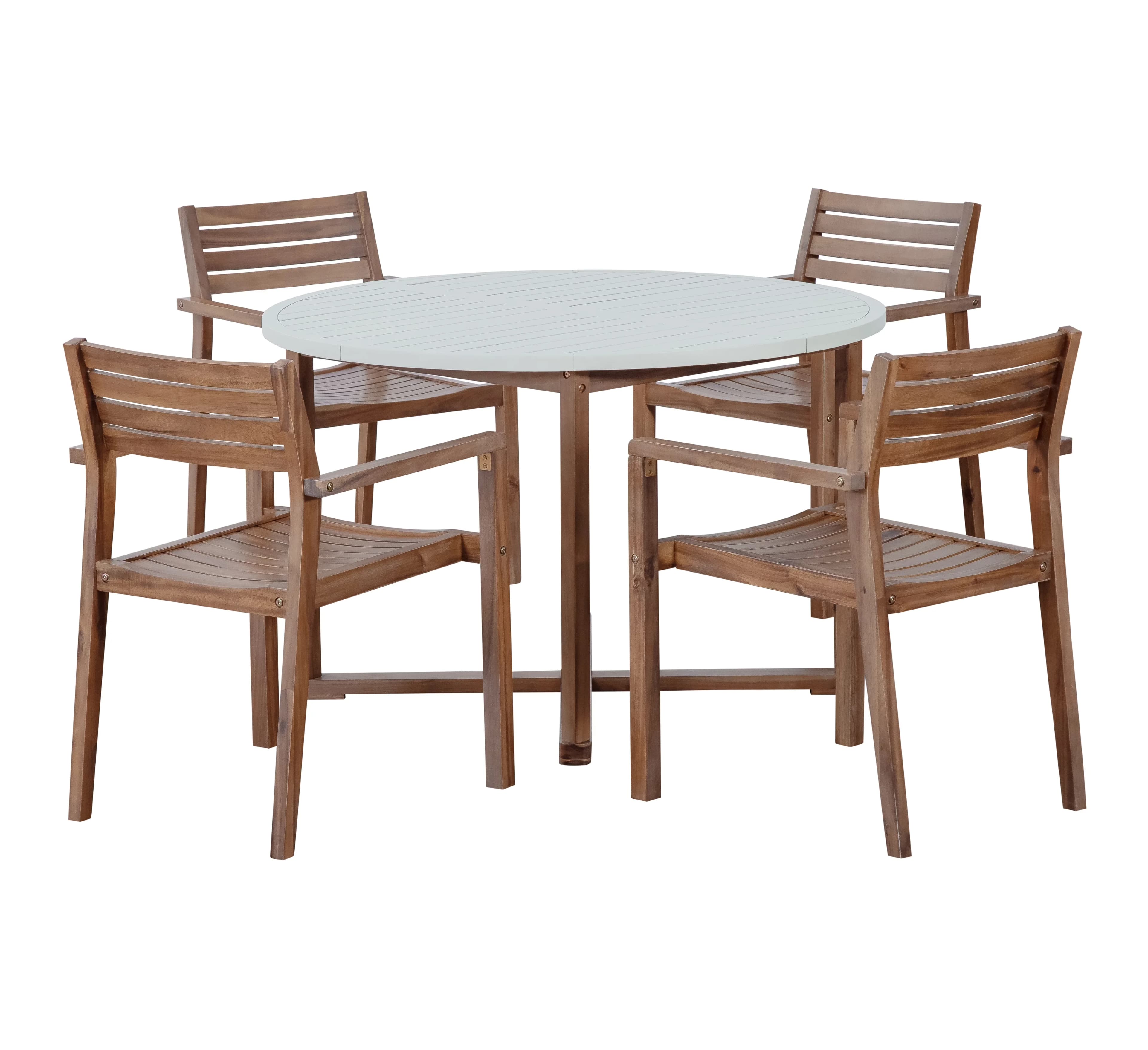 Patio Dining Set Versatile with Farmhouse - Acacia Wood + 180G Polyester Brown for Garden Model 361D22