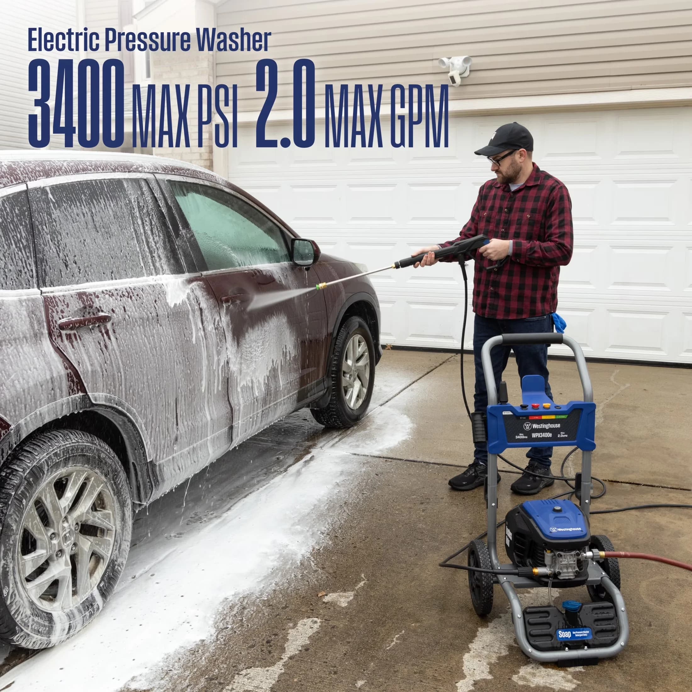 Compact Pressure Washer with Battery, Quick Connect Tips, 3400 Max PSI - Model C5F232