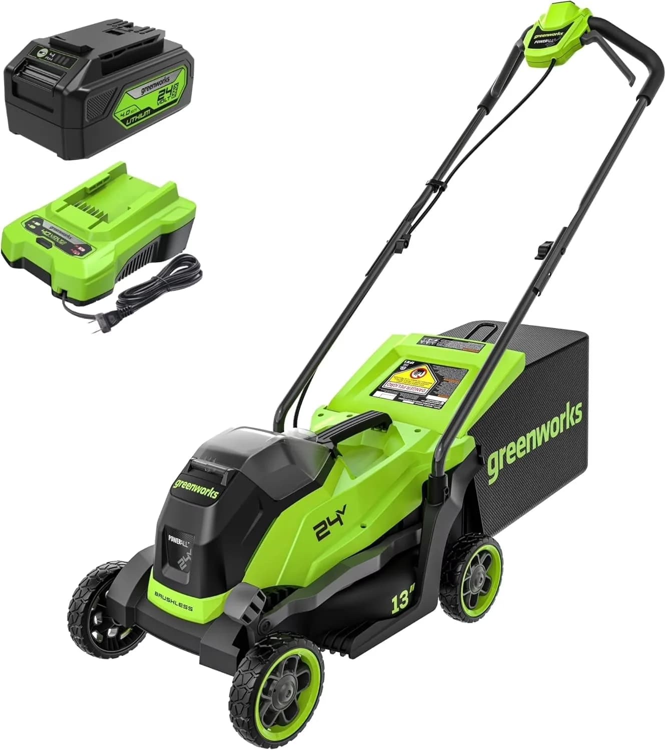 Push Mower Innovative with Battery, 24V, Adjustable Cutting Height - Green Model F04A94