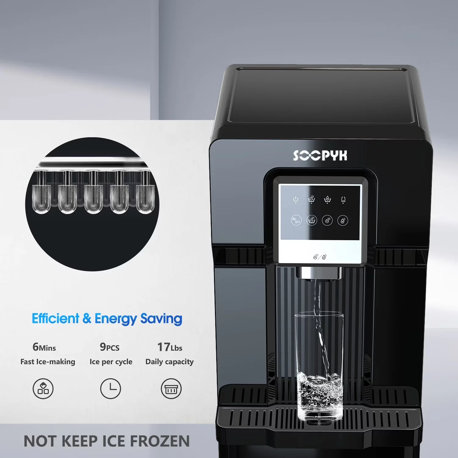 Sleek Water Filtration with Energy Saving - Black Plastic Dispenser - Reliable Performance Model D00021