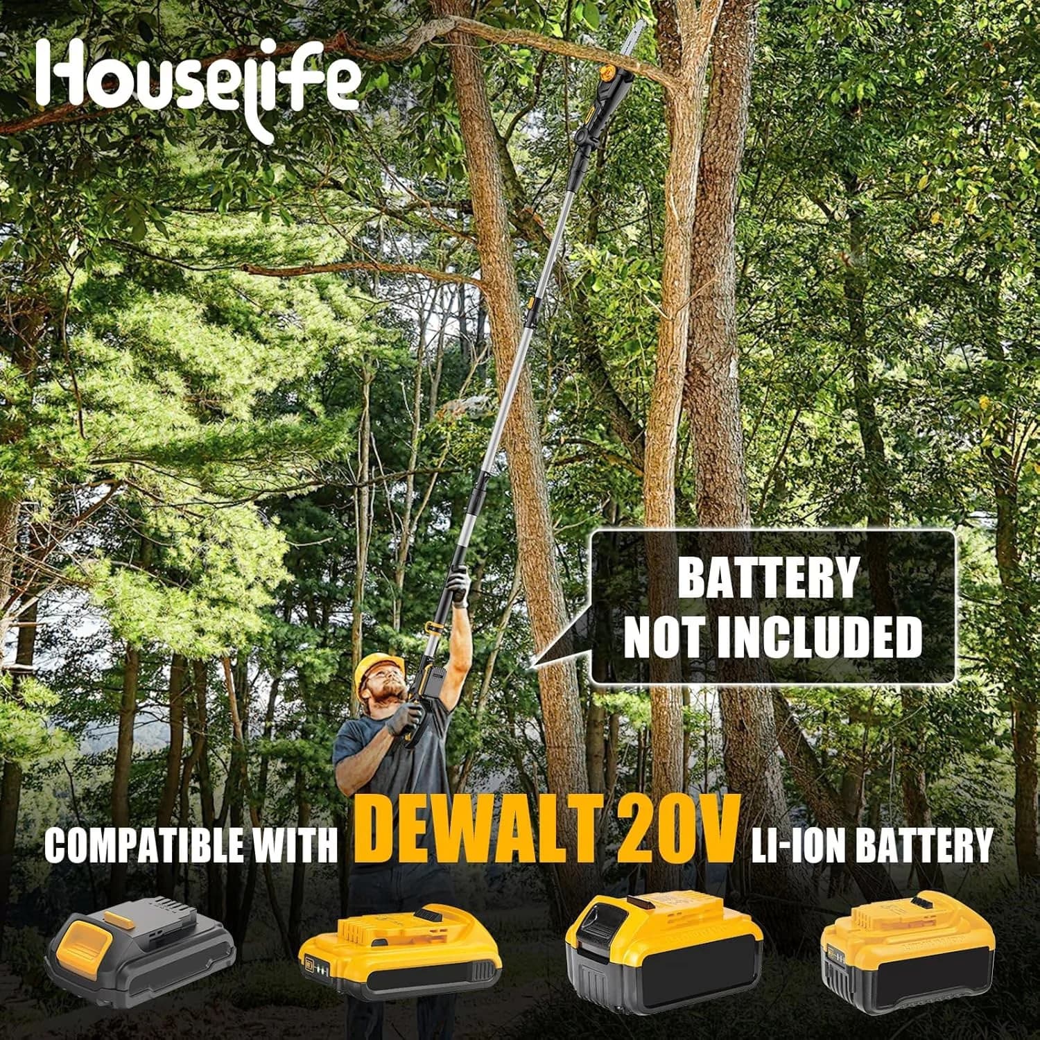 Innovative Pole Saw with Battery, 20V, Cordless Compatible for General Purpose - Model DA4E40