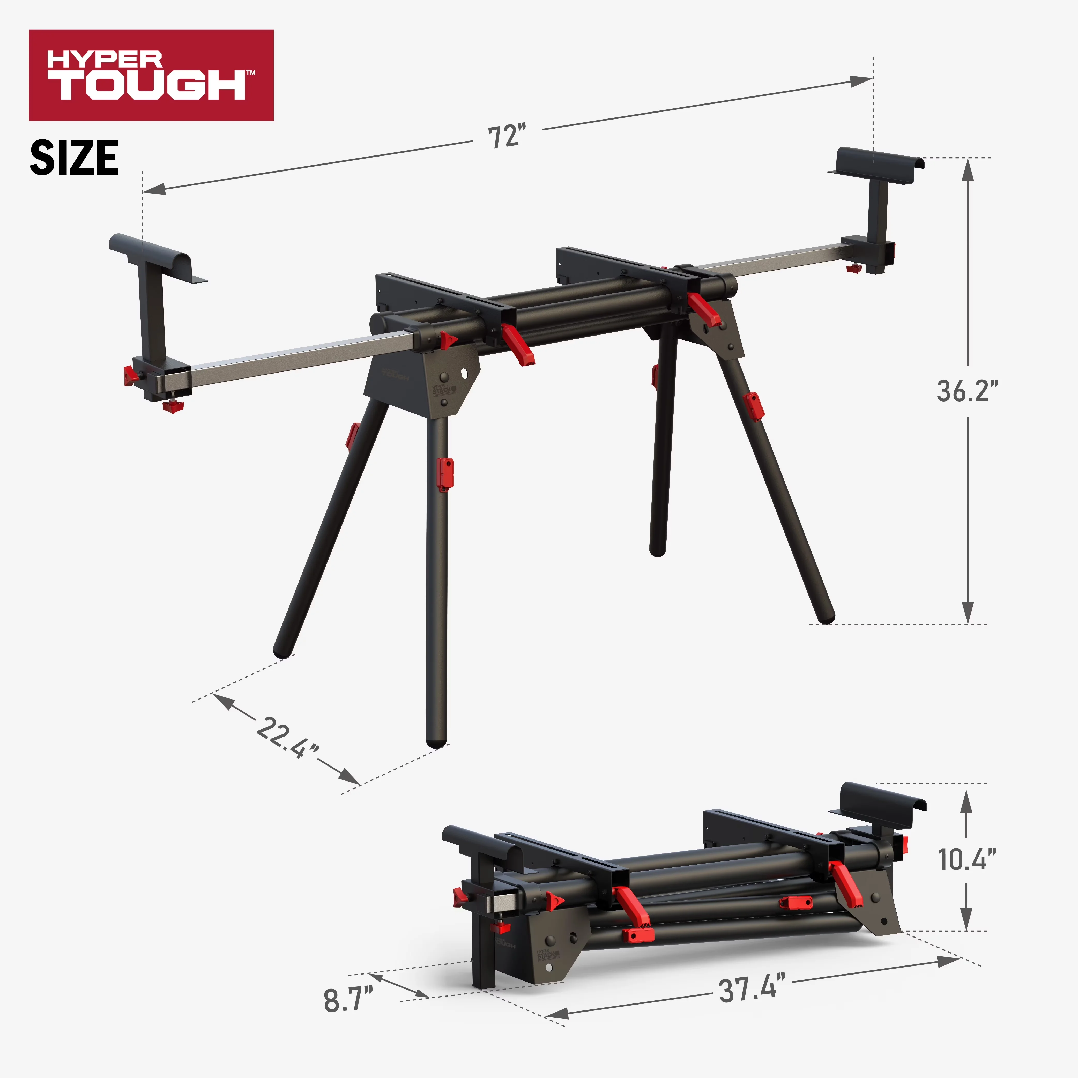 Essential Woodworking with Retractable, Quick Release, Supports 10' Boards - Steel Model BC6307