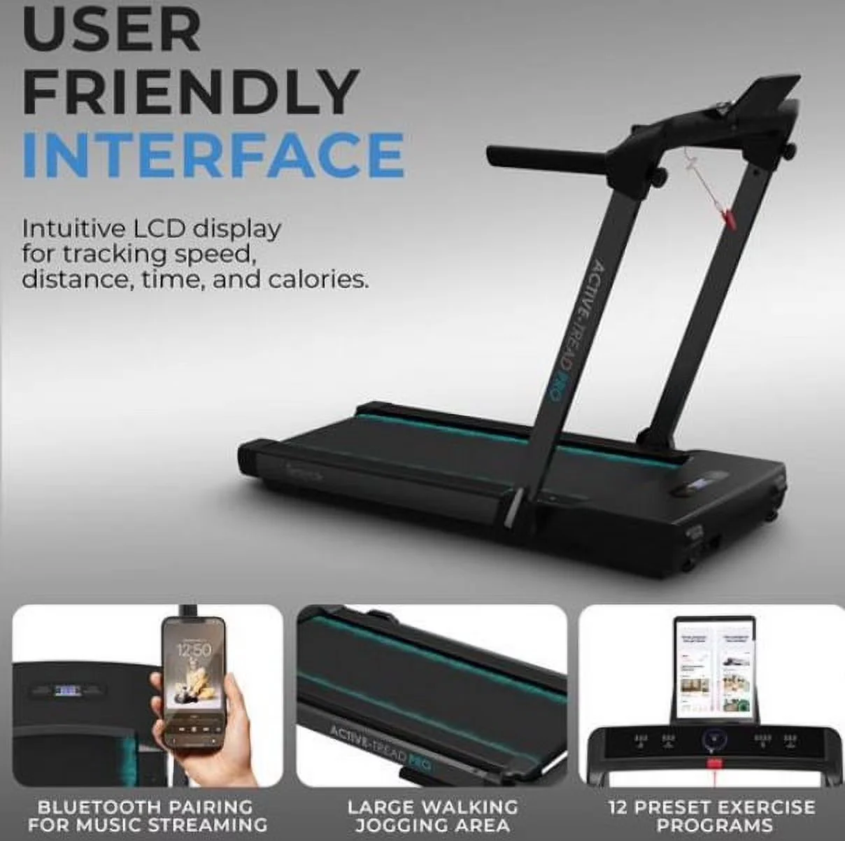 Home Gym Compact with LCD Display, 2.5 HP Electric Folding Treadmill - Low Maintenance Model 494909