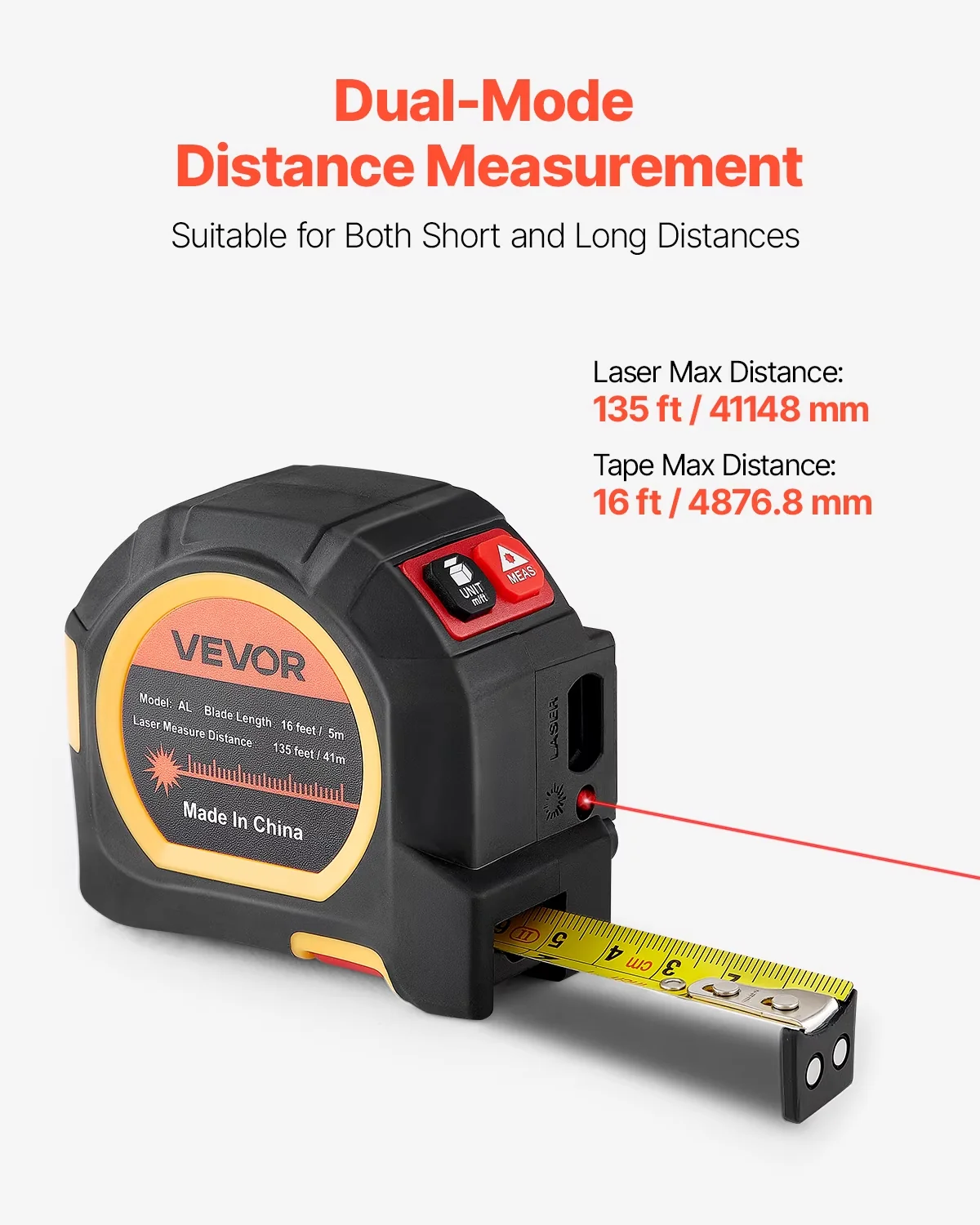 Stylish Measuring Layout with Magnetic, ft/in/m/ft+in Unit, Continuous - Multicolor Abs Plastic, Carbon Steel for Outdoor Model C98143