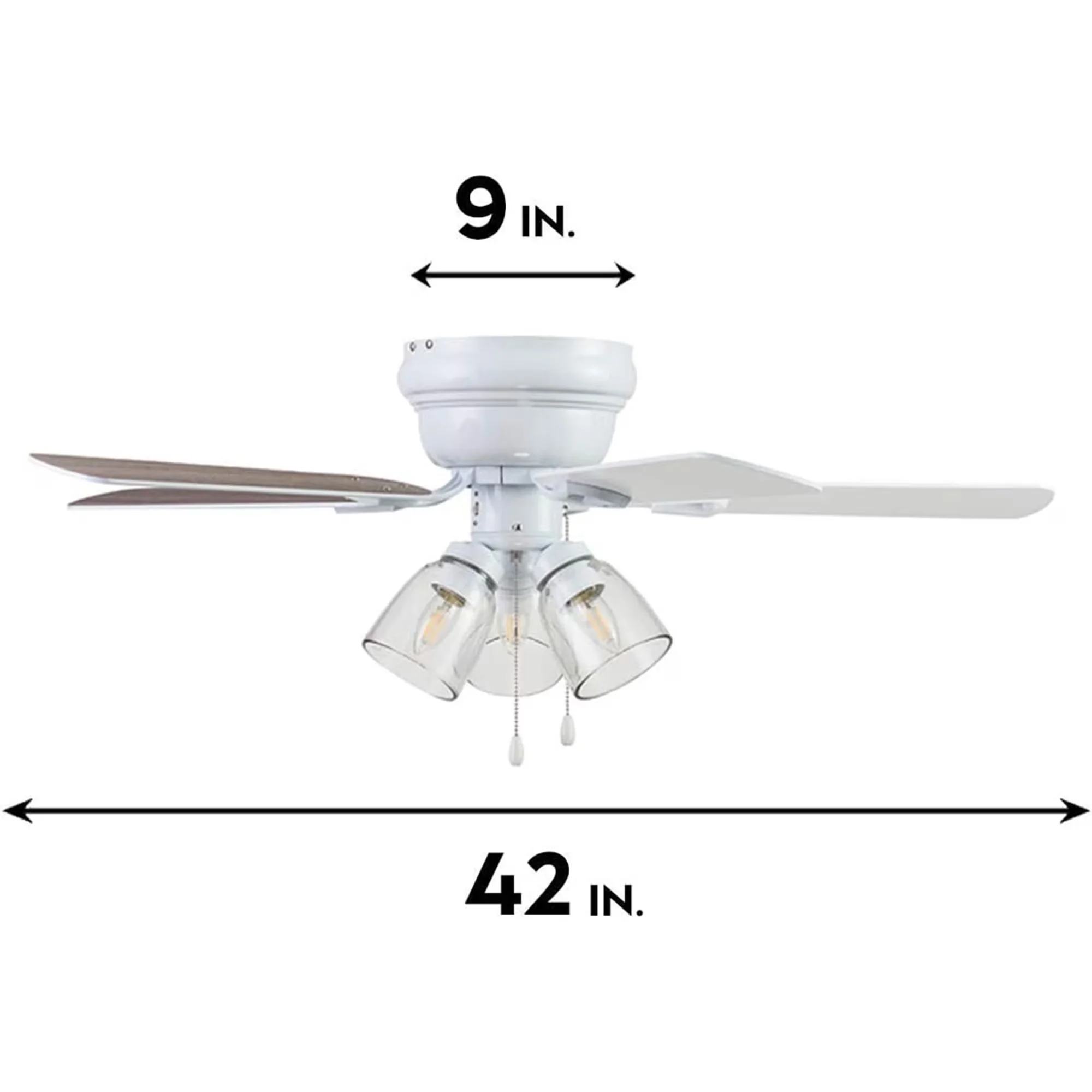 Reliable Ceiling Fan with LED, Space-Saving, Quiet - Glass Silver Open Model F4877C
