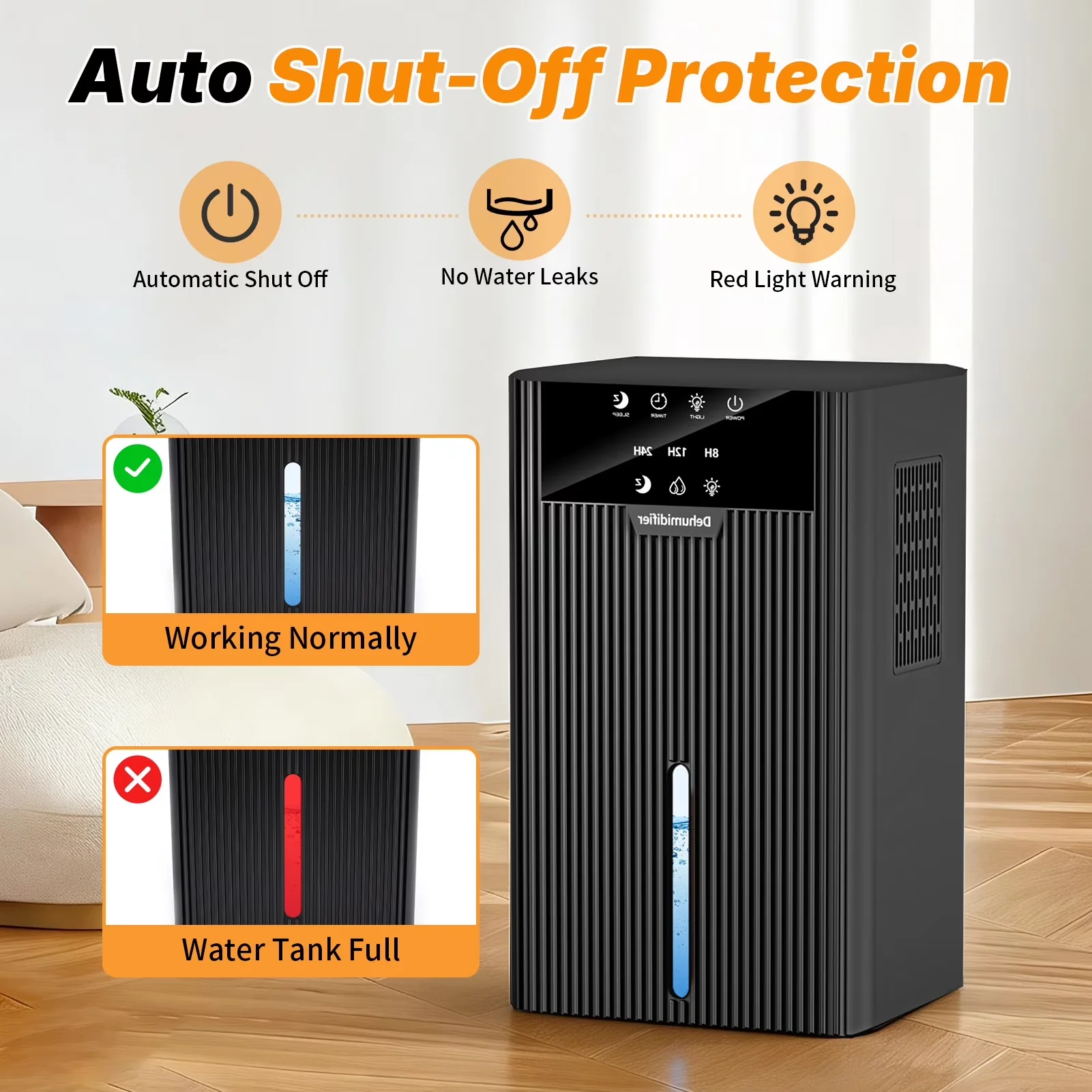 Dehumidifier Efficient with Automatic Shut-Off, Dehumidifiers - Black for Home Model 141AD8
