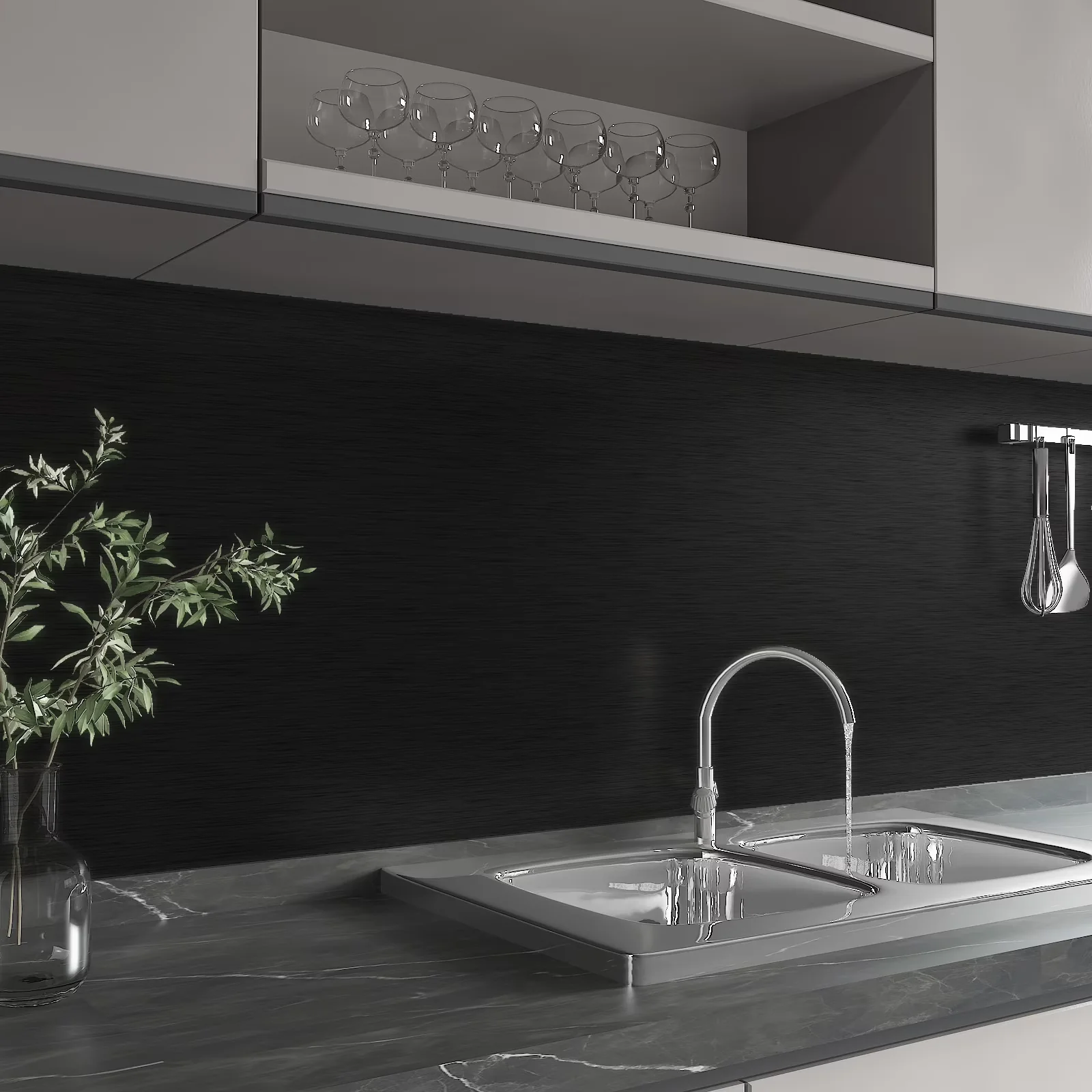 Essential Wallpaper Wall Decals Wall Covering with Waterproof, Durable, Easy To Clean - Black Vinyl Model CEDD93