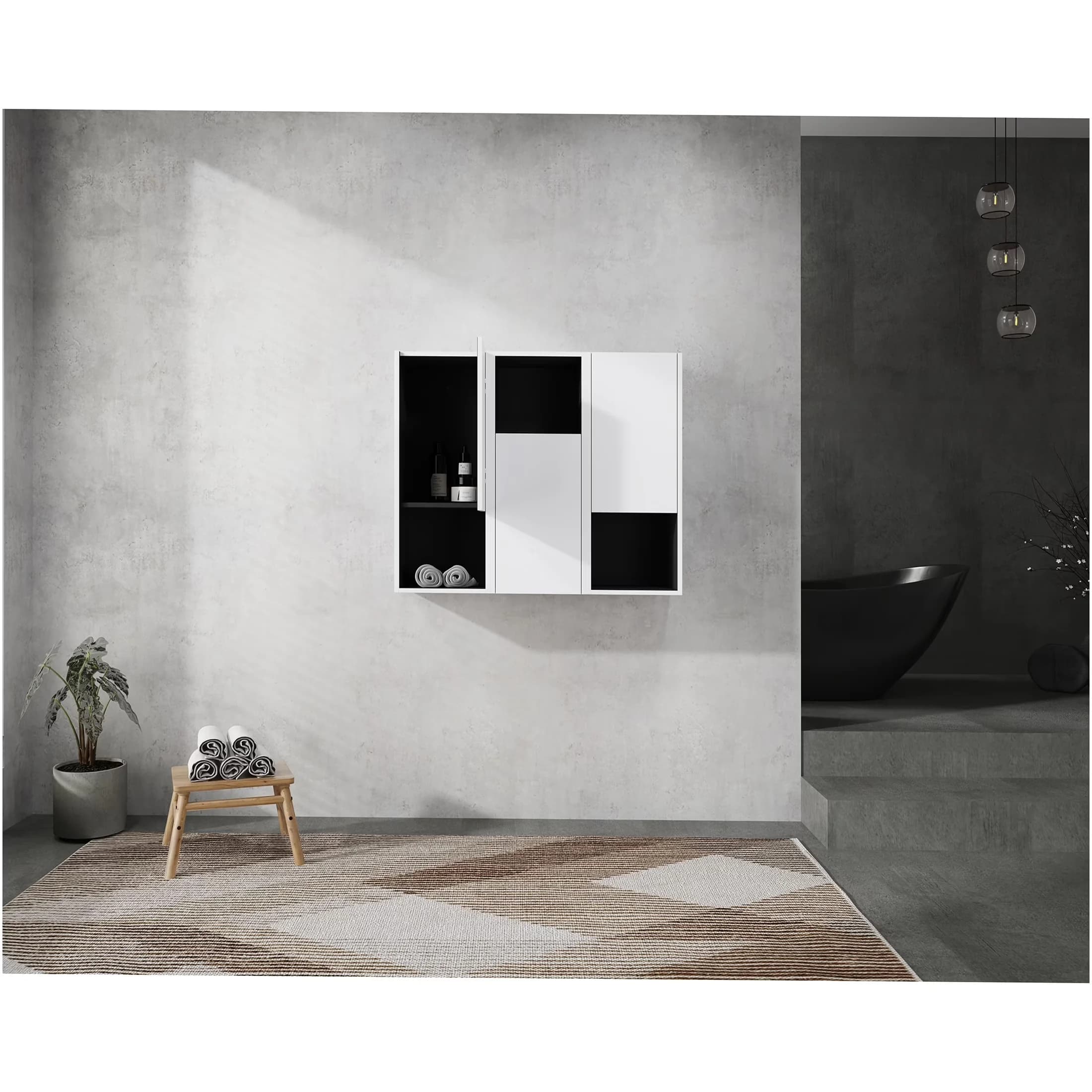 Durable Garage Storage Supply with Soft Close Doors, Modern, Freestanding White Plywood Vanity Unit - Plywood White Model 11A144