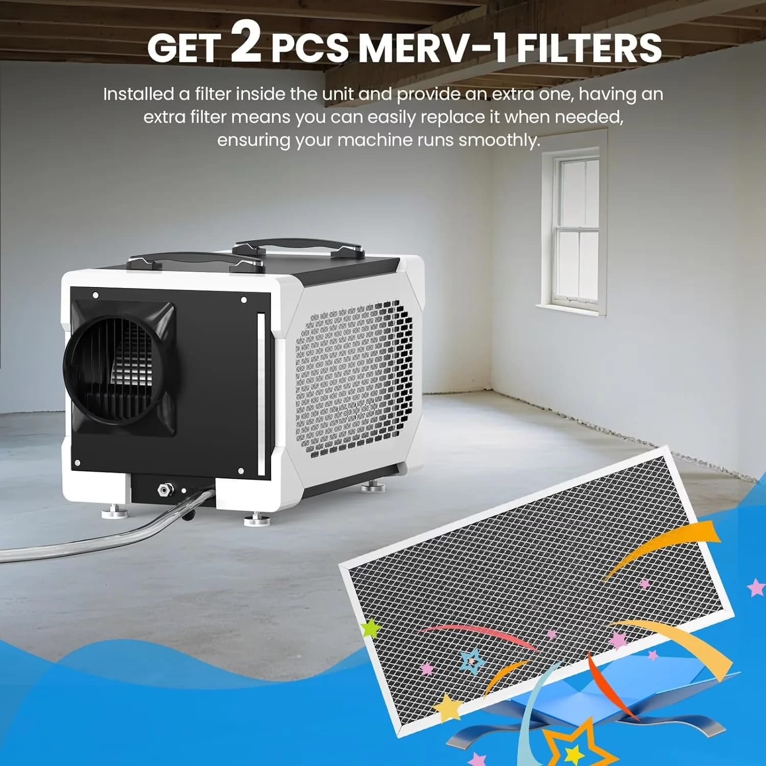 Sleek Dehumidifier with Automatic Shut-Off, Bucket Full Indicator - White for Large, Auto Model D779C4