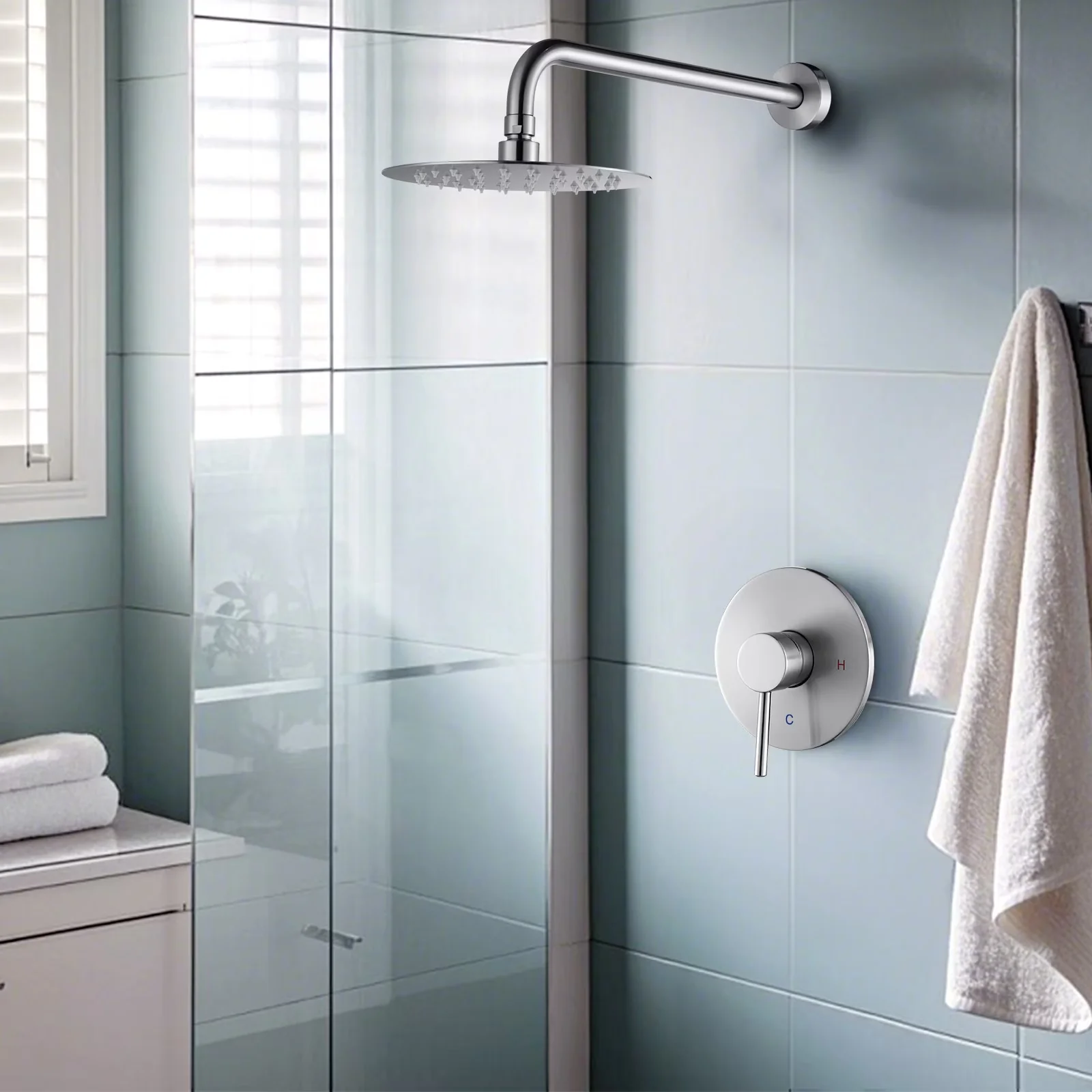Durable Shower Head with 360 Degree Swivel, Brass Valve - Brushed Nickel Brass Model B19718