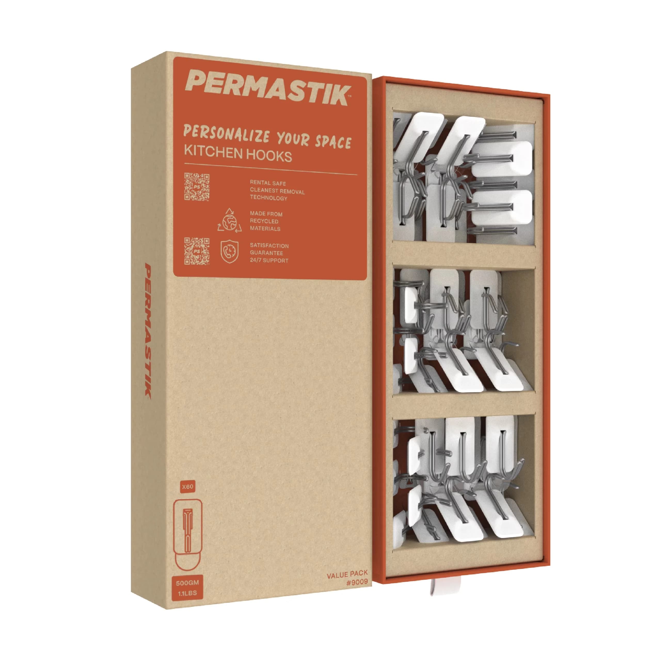 Sleek Damage-Free Hanging with Easy Installation, Easy-To-Use - Plastic White for Home Model 114F2A