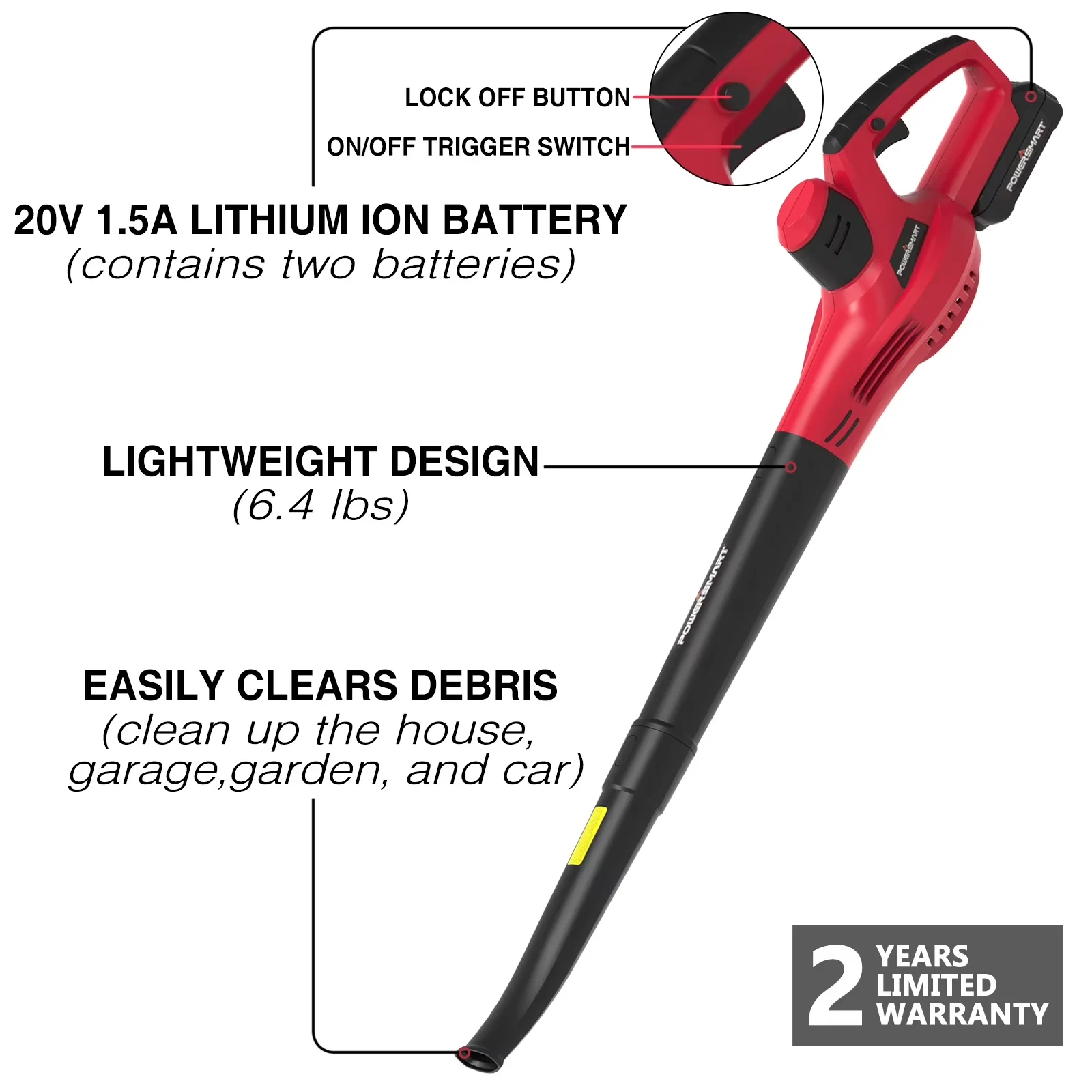 Leaf Blower Modern with Battery, 20V, Brand New 20V Cordless Handheld Garden - Model 3A7C0D