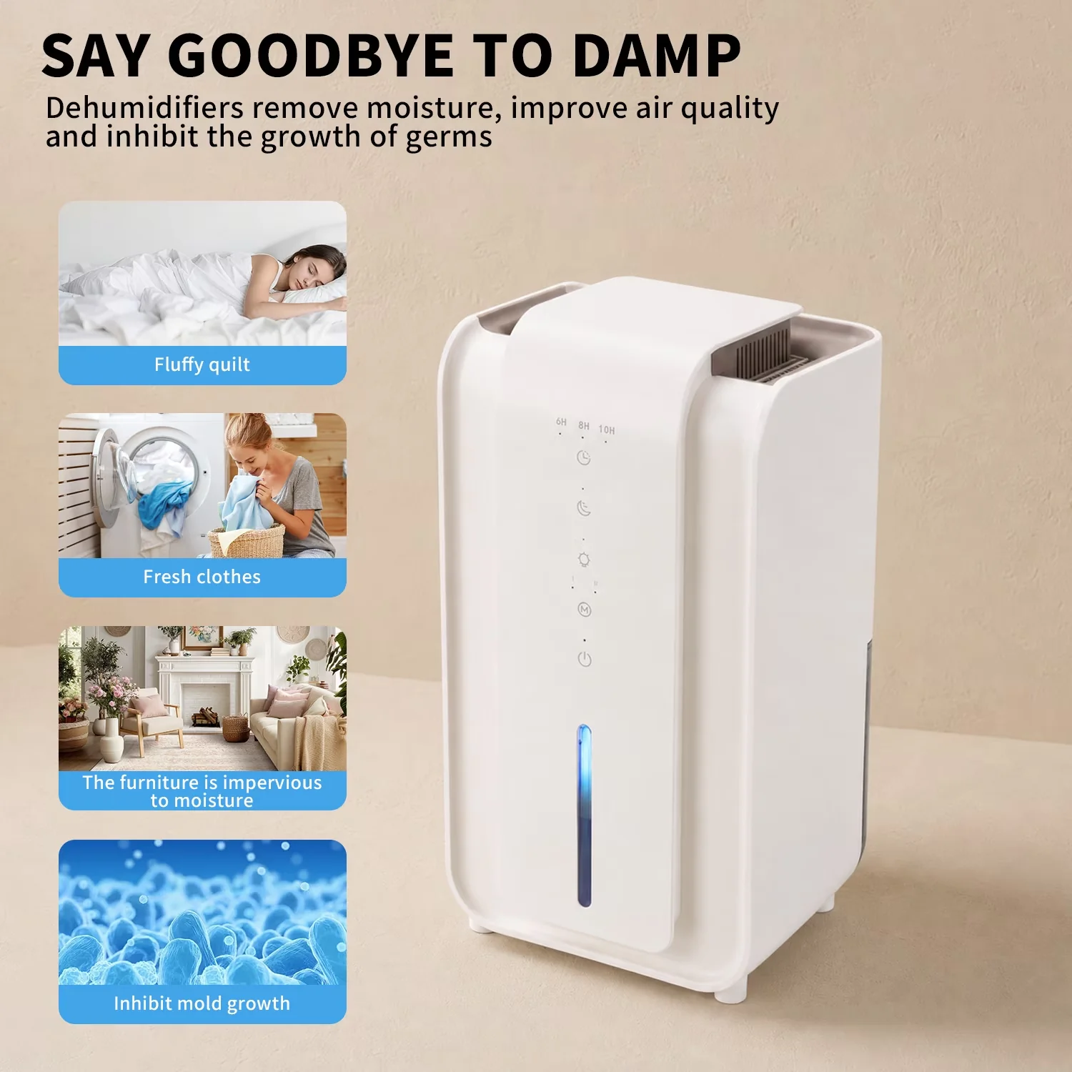 Sleek Dehumidifier with Adjustable Humidistat, Automatic Shut-Off, Energy Efficient - White for Auto, Home Model CA33B4