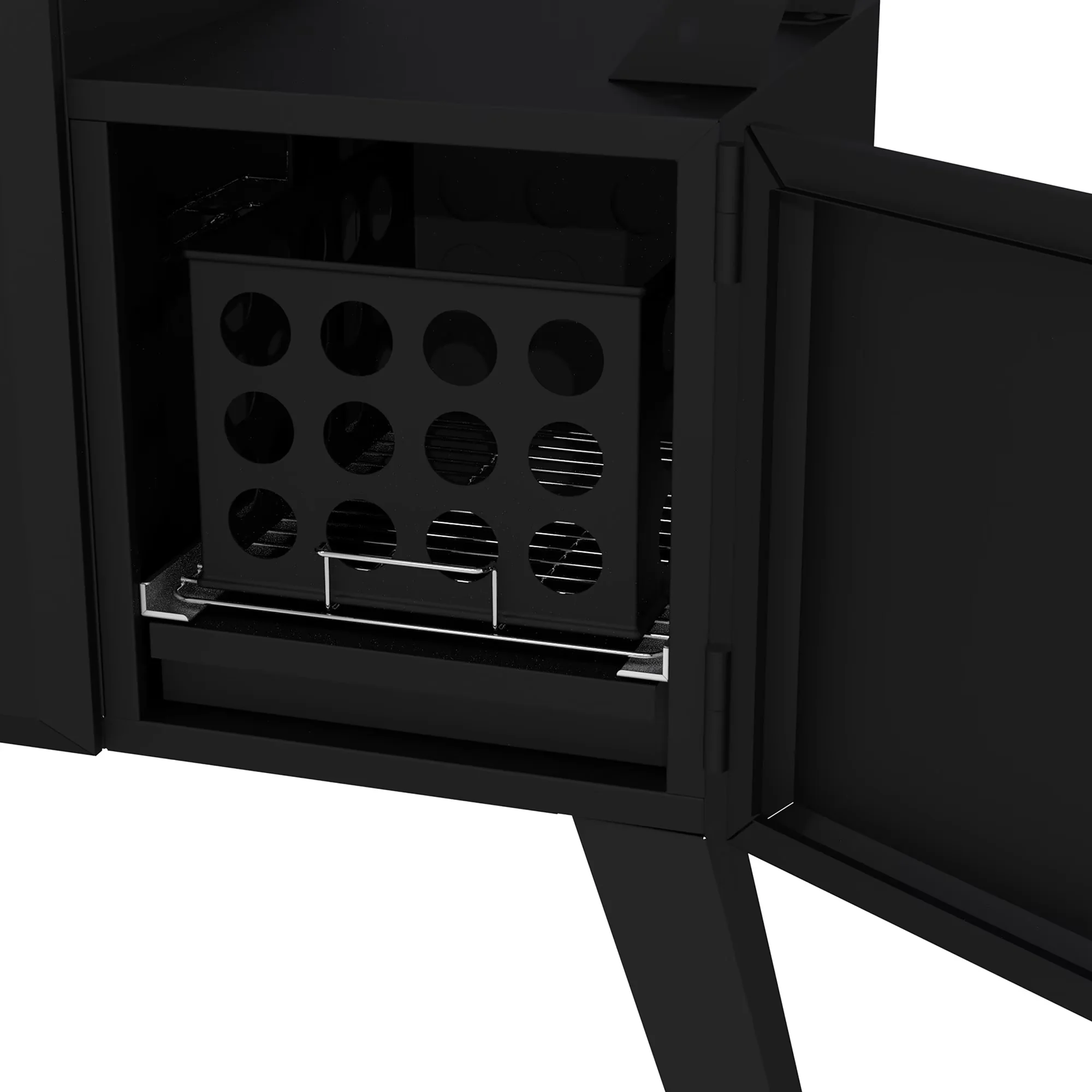 Smoker Versatile with Portable, Vertical Offset Charcoal - Cast Iron, Steel, Porcelain Enamel White Model C4F6D2