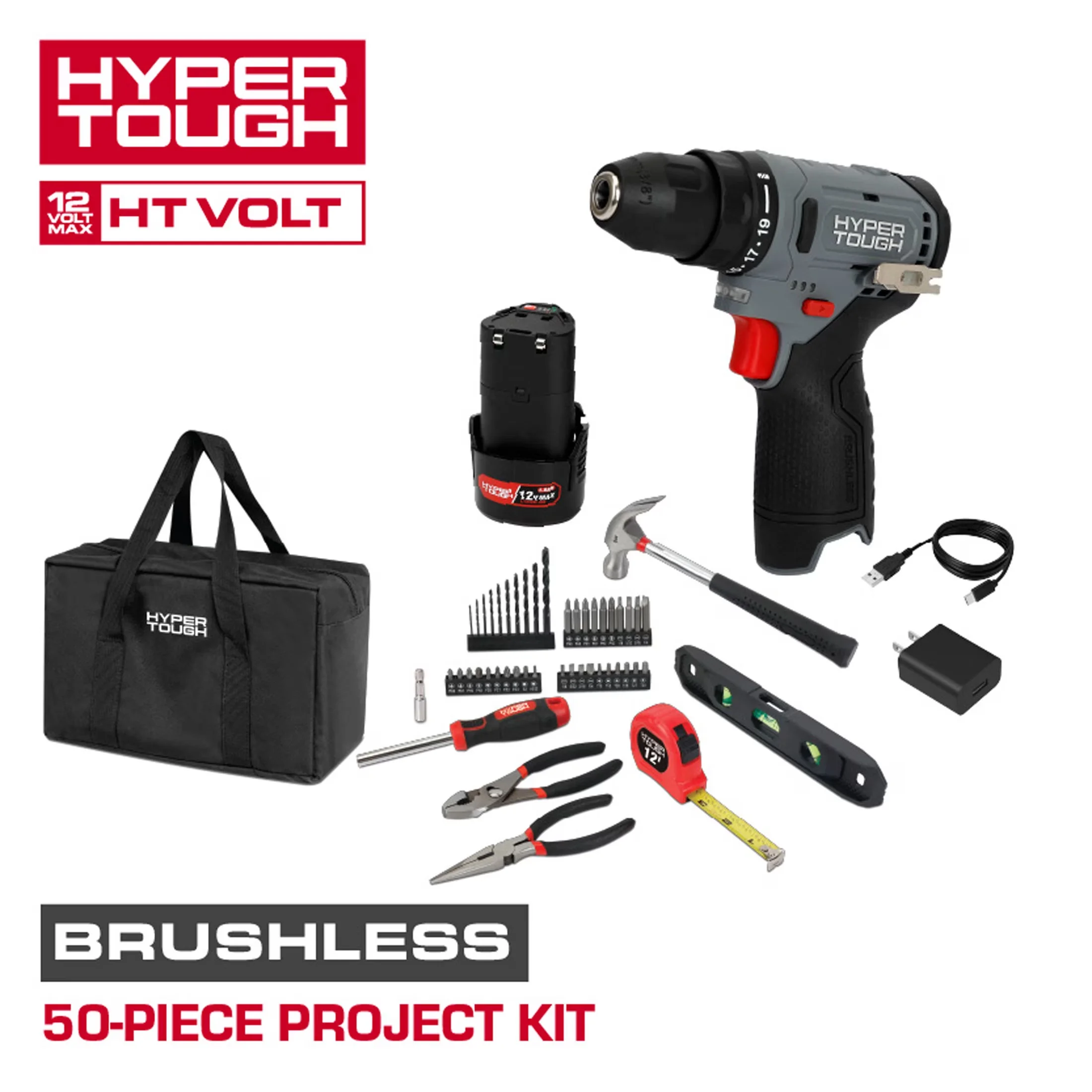 Drills Driver Sleek with Battery, 12V, Variable Speed - Gray - Ergonomic Design Model 732188