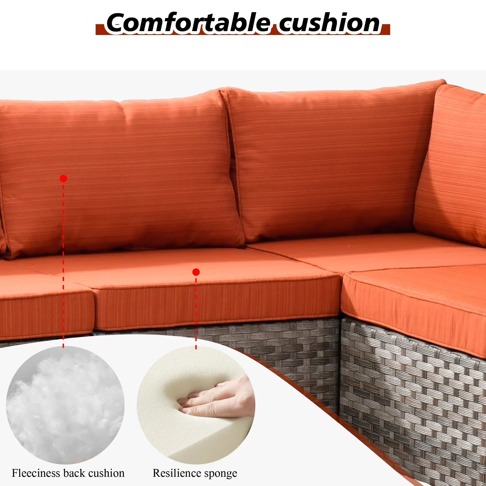 Outdoor Sofas Sectional Reliable with Weatherproof, Side Table - Wicker Red Model D4FE90