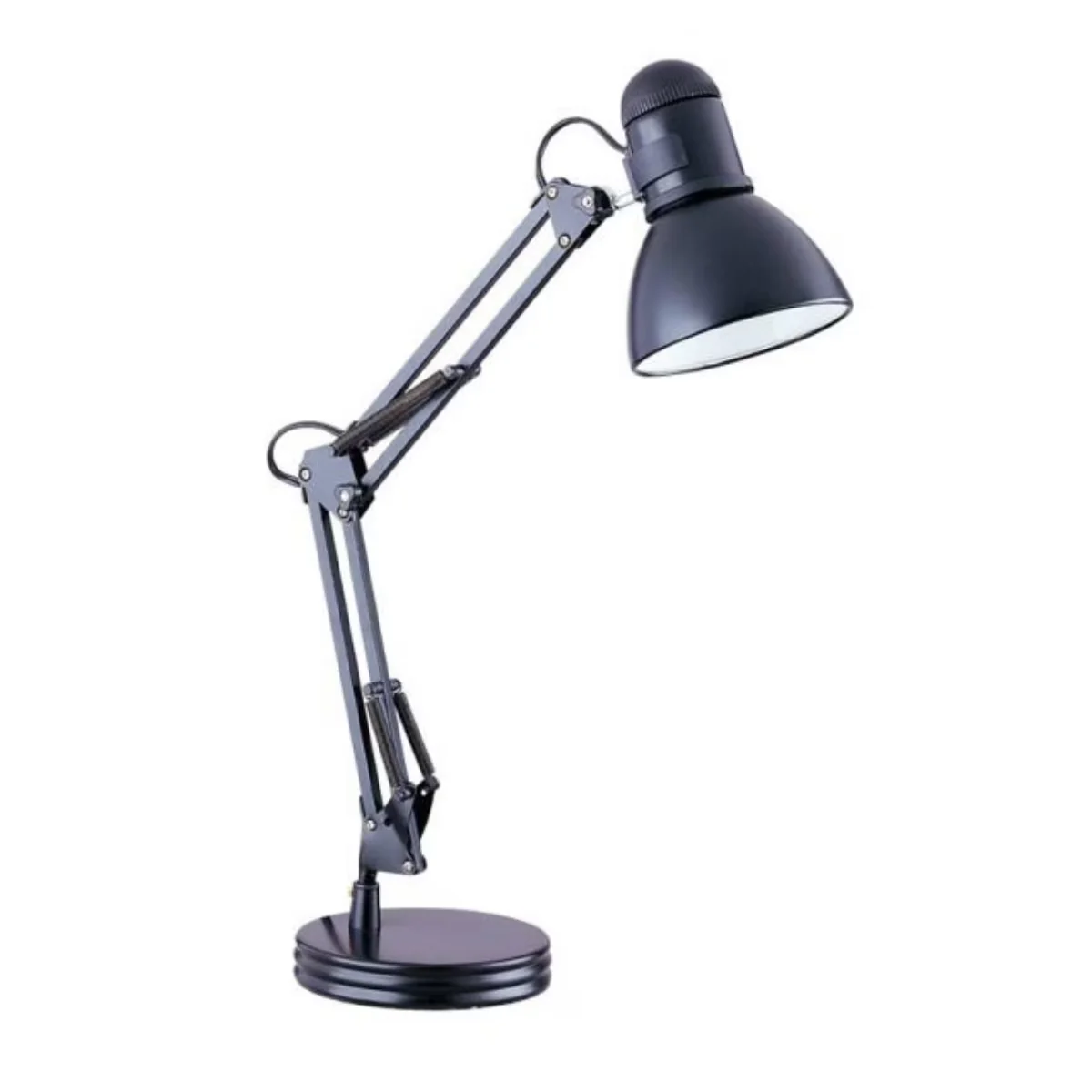 Sleek Desk Lamp with Incandescent, Swing Arm Lamps, Adjustable Height - Black Metal Model 2F6CC9