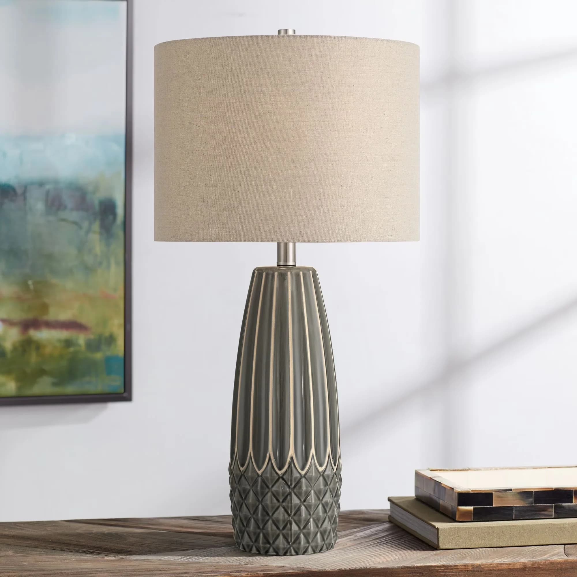 Table Lamp Versatile with Transitional, Dimmable - Black Ceramic 1/2 - Commercial Quality Model AD866B