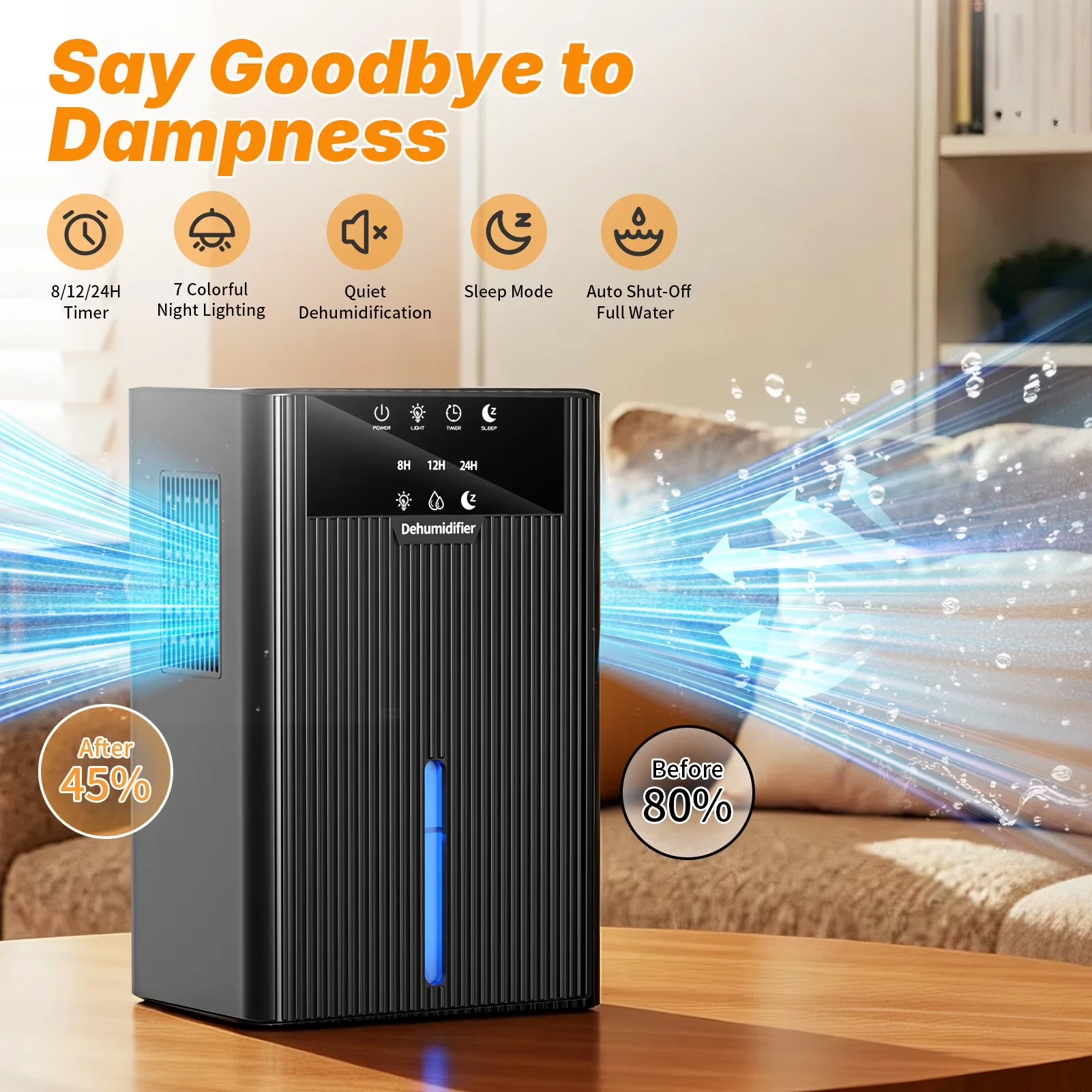 Dehumidifier Efficient with Automatic Shut-Off, Dehumidifiers - Black for Home Model 141AD8