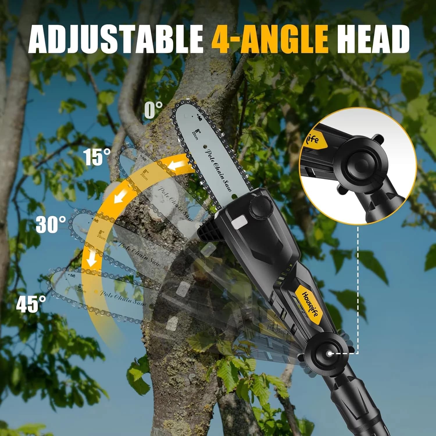 Innovative Pole Saw with Battery, 20V, Cordless Compatible for General Purpose - Model DA4E40