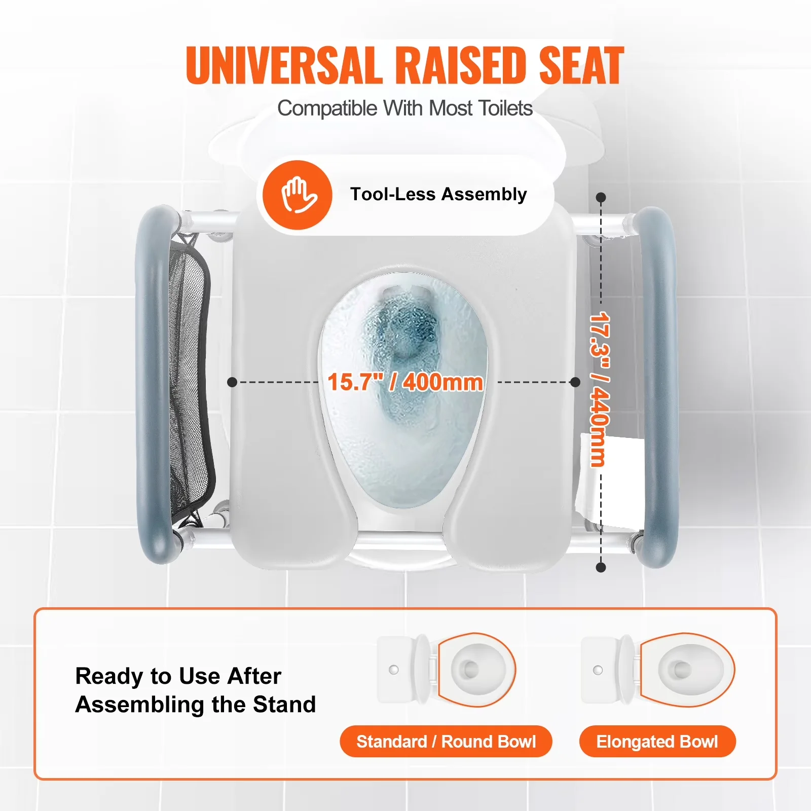 Stylish Toilet Seats And Lid with Adjustable, Universal Seat Booster, Supports up to 350lbs - Multicolour Aluminum+Plastic Model DA6AB7
