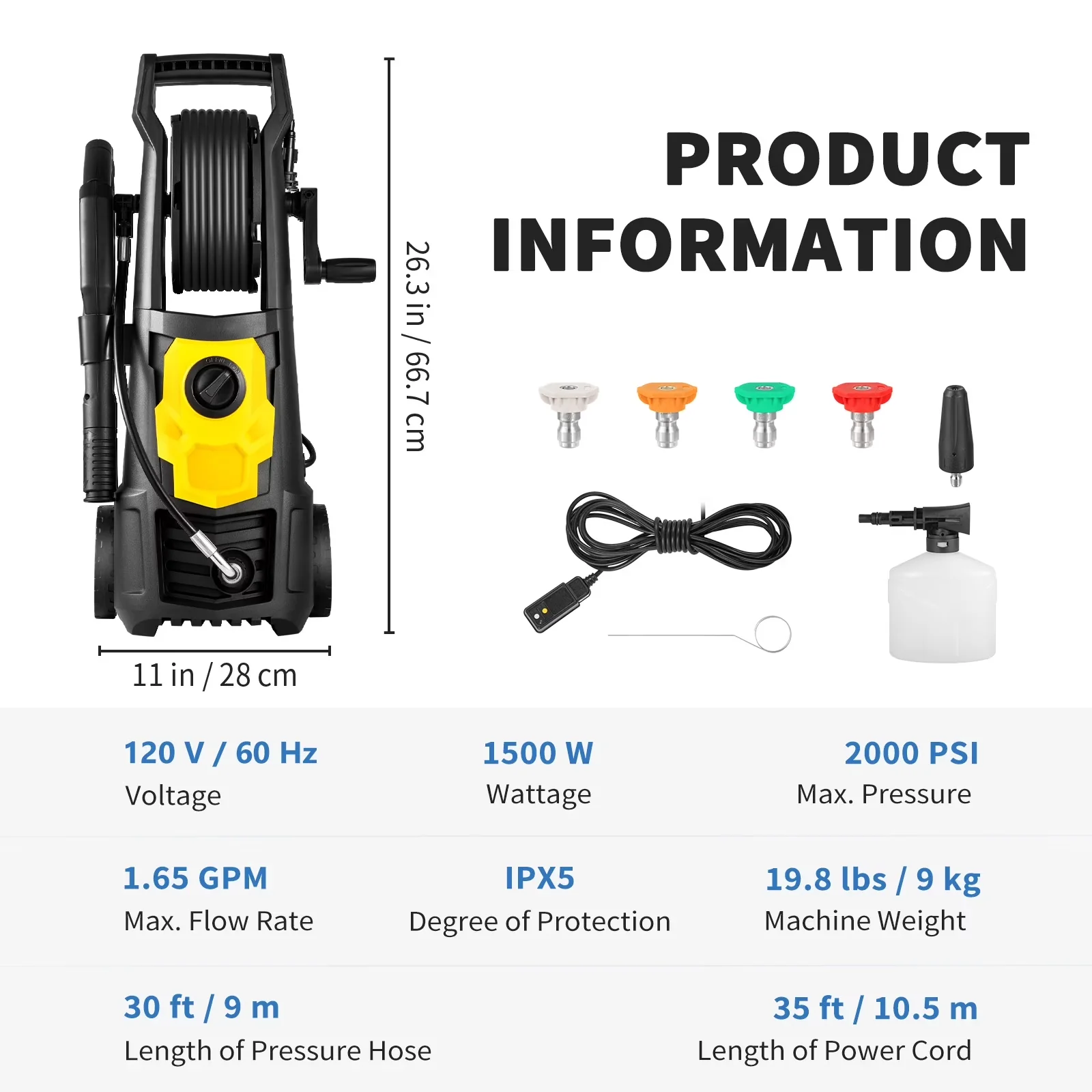 Essential Pressure Washer with Quick Connect Tips, 5 Quick Connect Nozzles, Driveways - Model BCCBBA