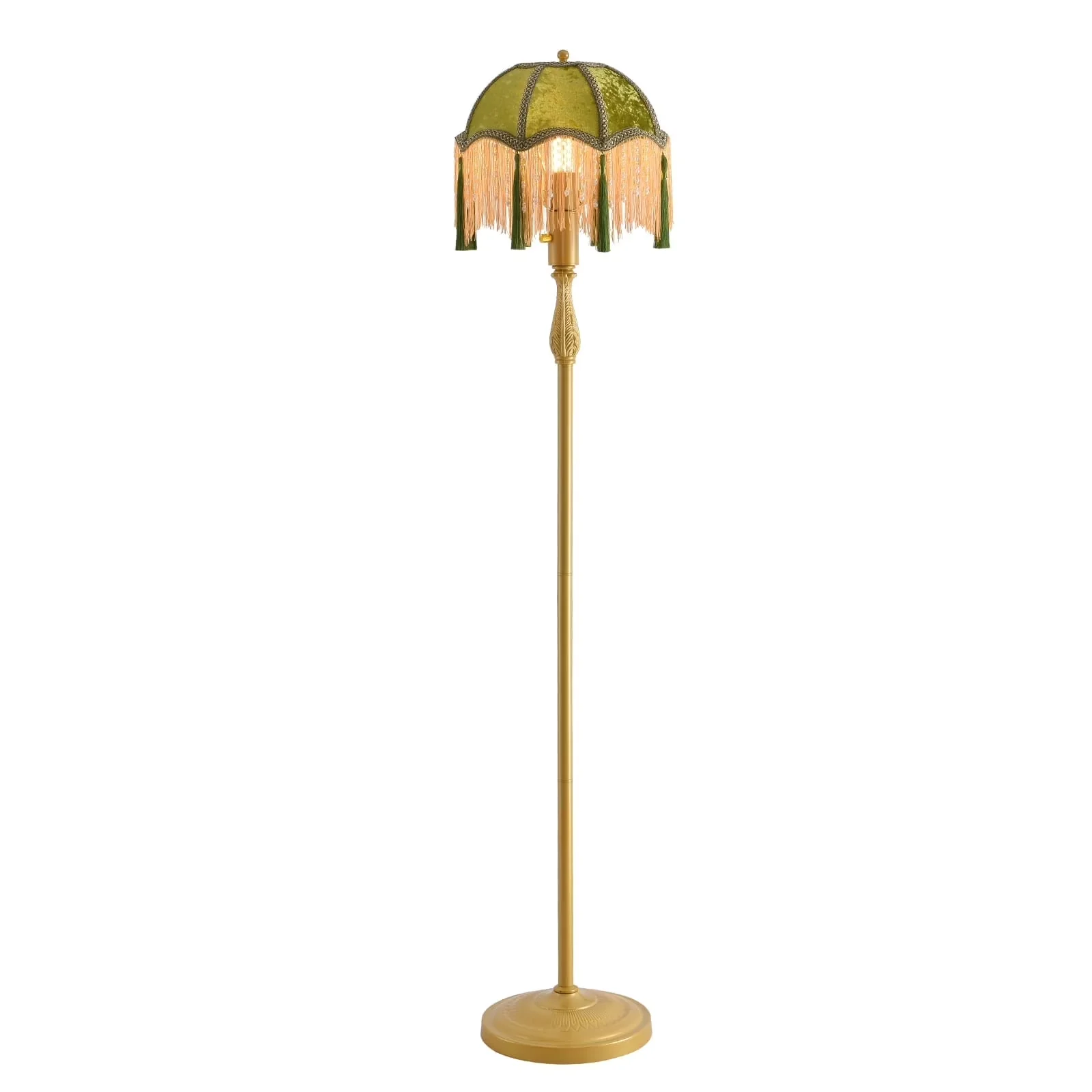 Classic Floor Lamp with LED, Traditional, Retro tassel - Metal Green - Satisfaction Guaranteed Model 9E7684