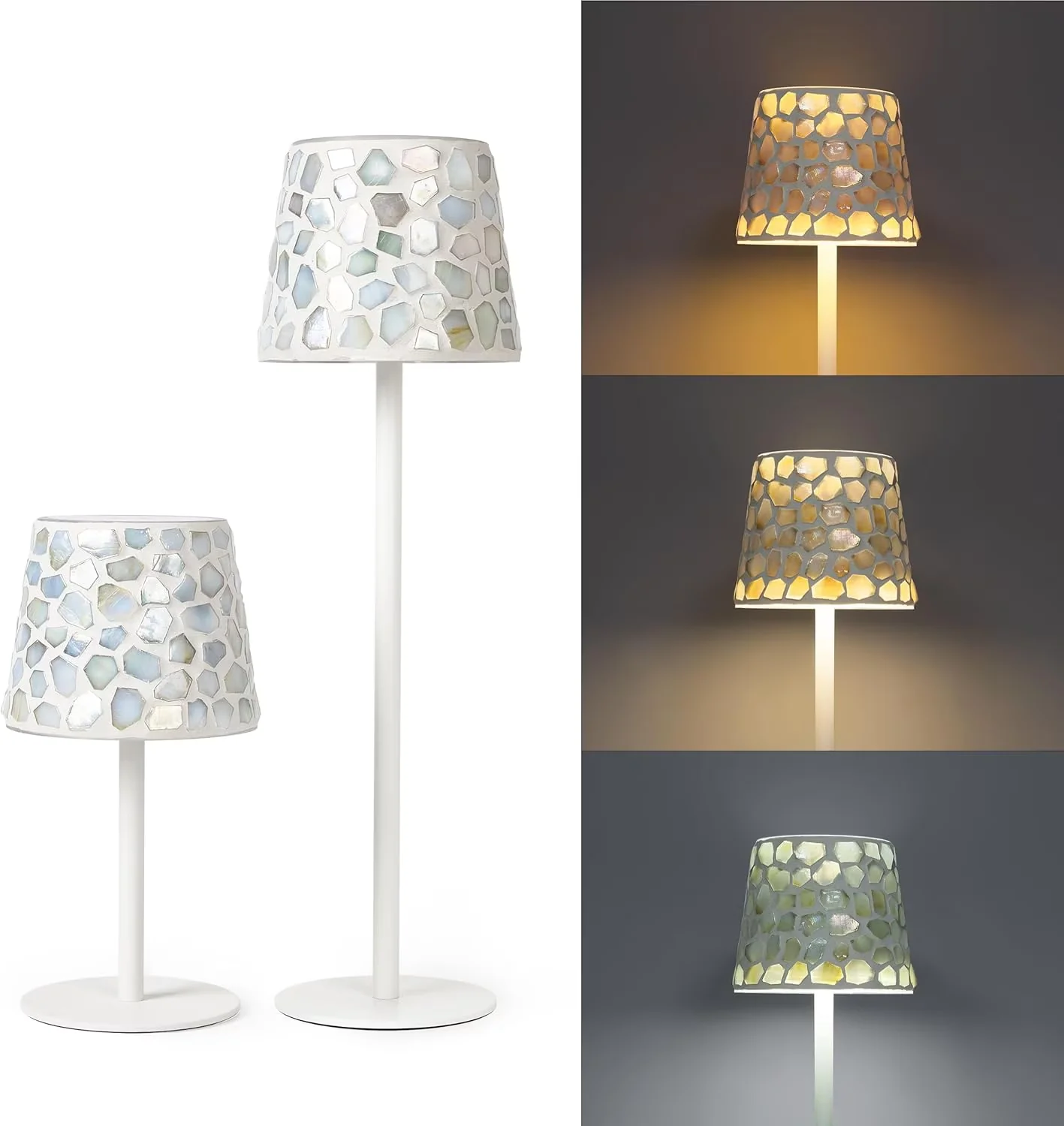 Sleek Lamp Set with LED, Energy Saving, 3 Color Stepless Dimming Battery Powered - Model C79216