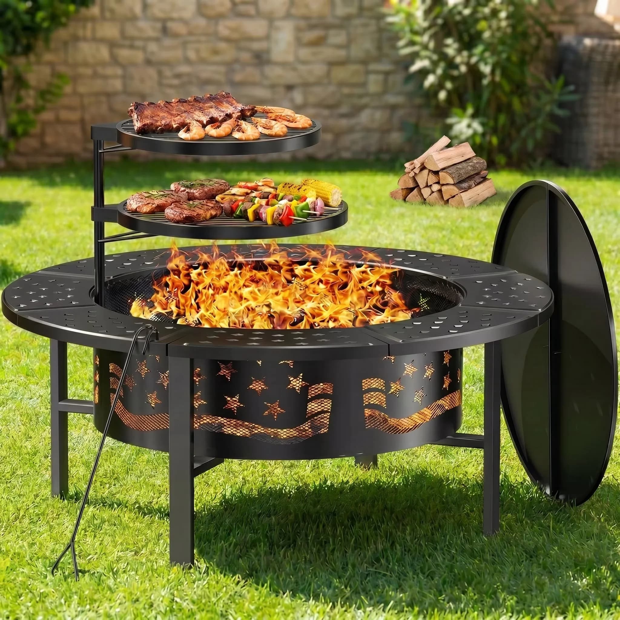 Essential Outdoor Heating with Portable, Fuel Type: Firewood or Charcoal - Heavy Alloy Steel, High Temperature Powder Coating 42"L x... Model 087138