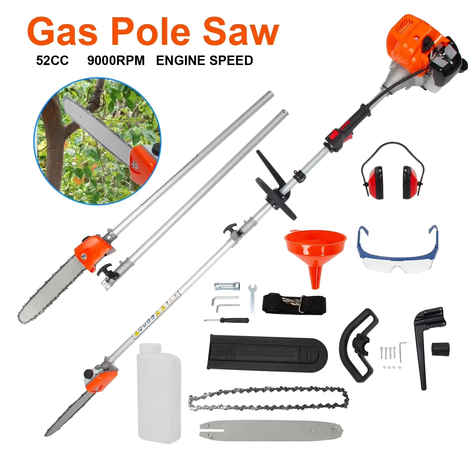 Modern Pole Saw with Anti-Vibration - 52CC - Low Maintenance Model EB06D9