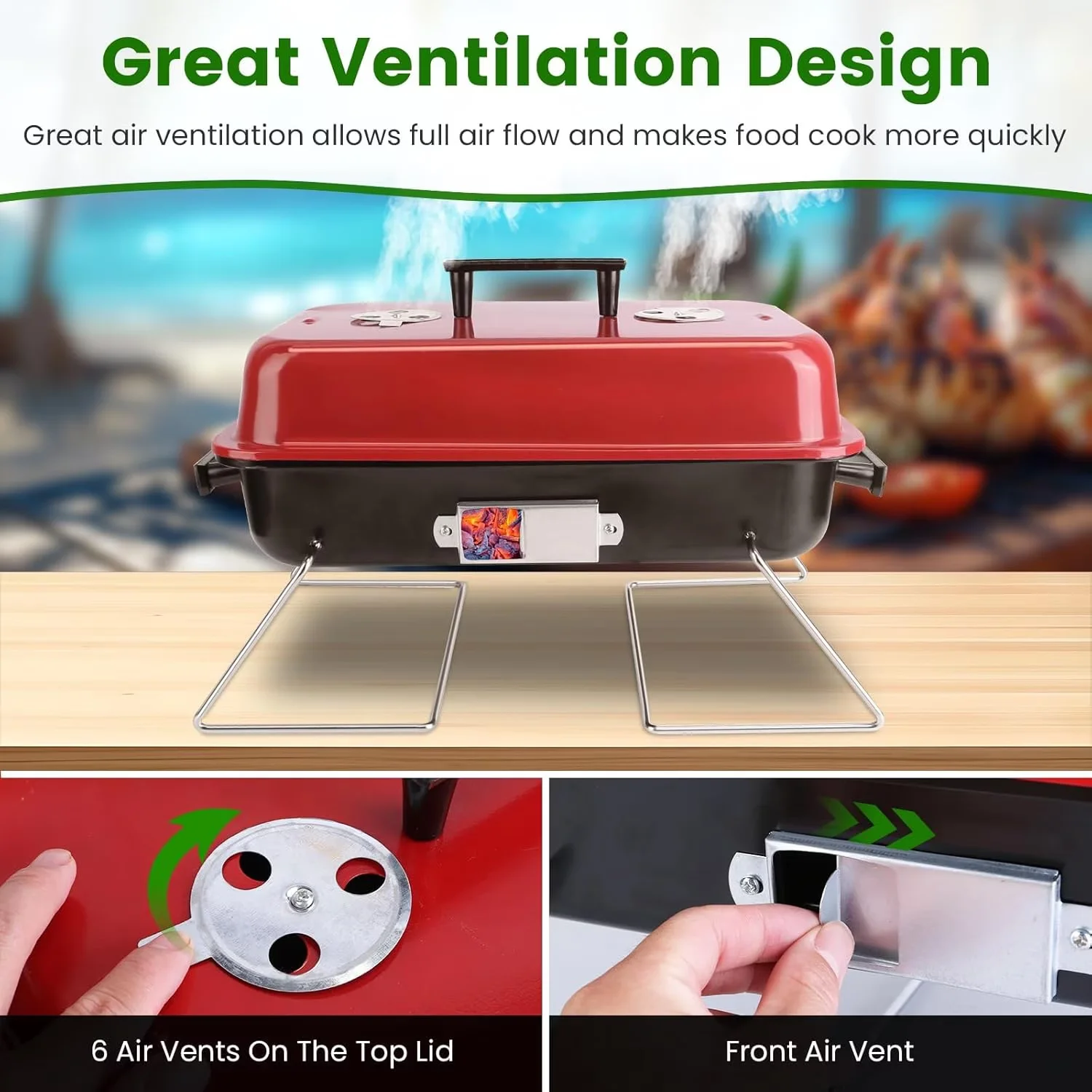 Efficient Flat Top Grill with Foldable, Portable - Lron Red for Camping, Outdoor Model DED7CC
