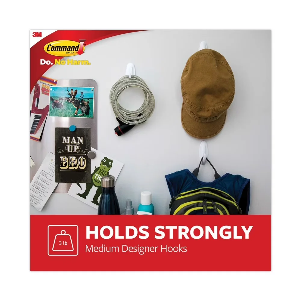 Efficient Damage-Free Hanging with Easy Installation, Medium White (6/Pack) - Plastic White Model 8DEC53