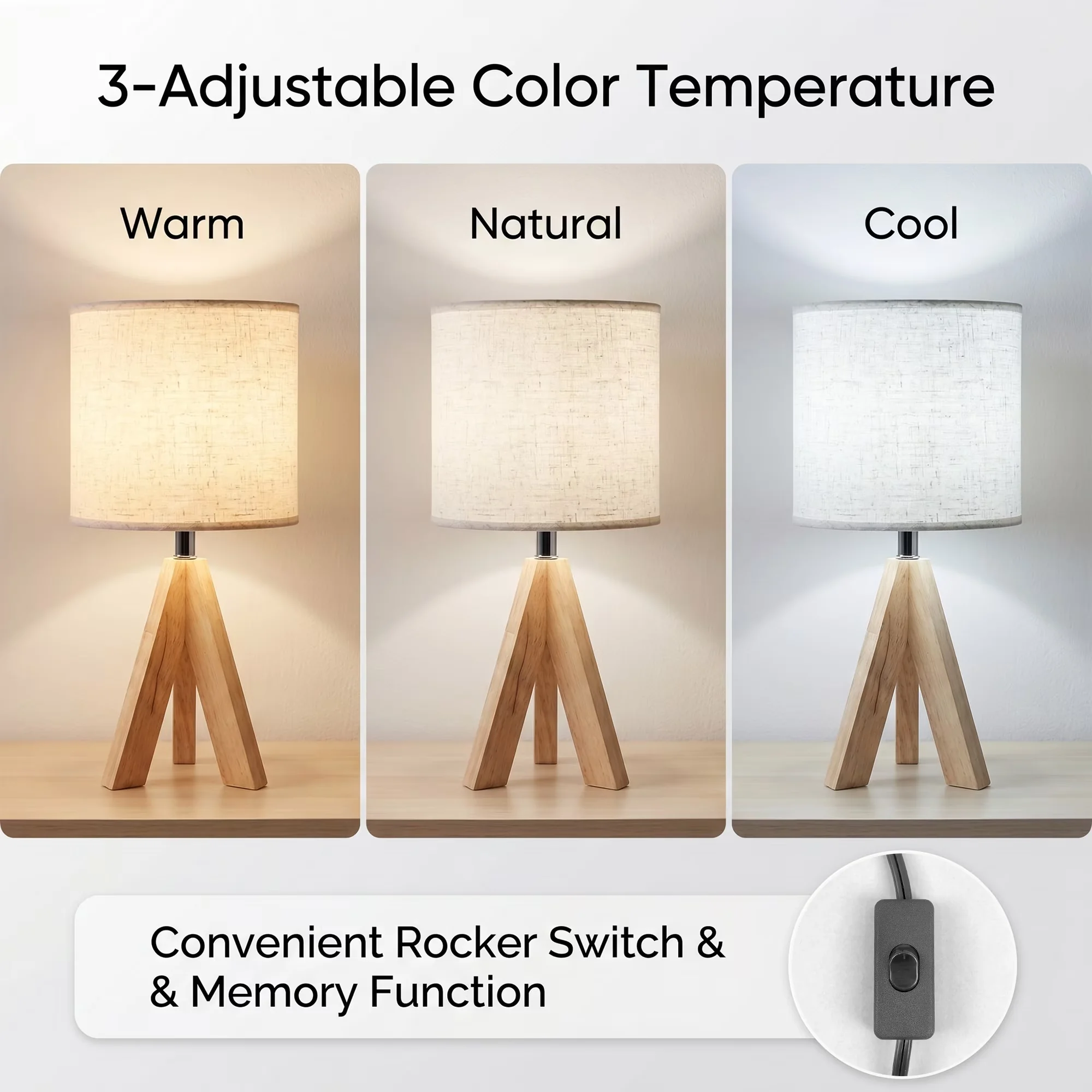 Lamp Premium with LED, Modern, Table - Brown Wooden - Sleek Profile Model 169CC7