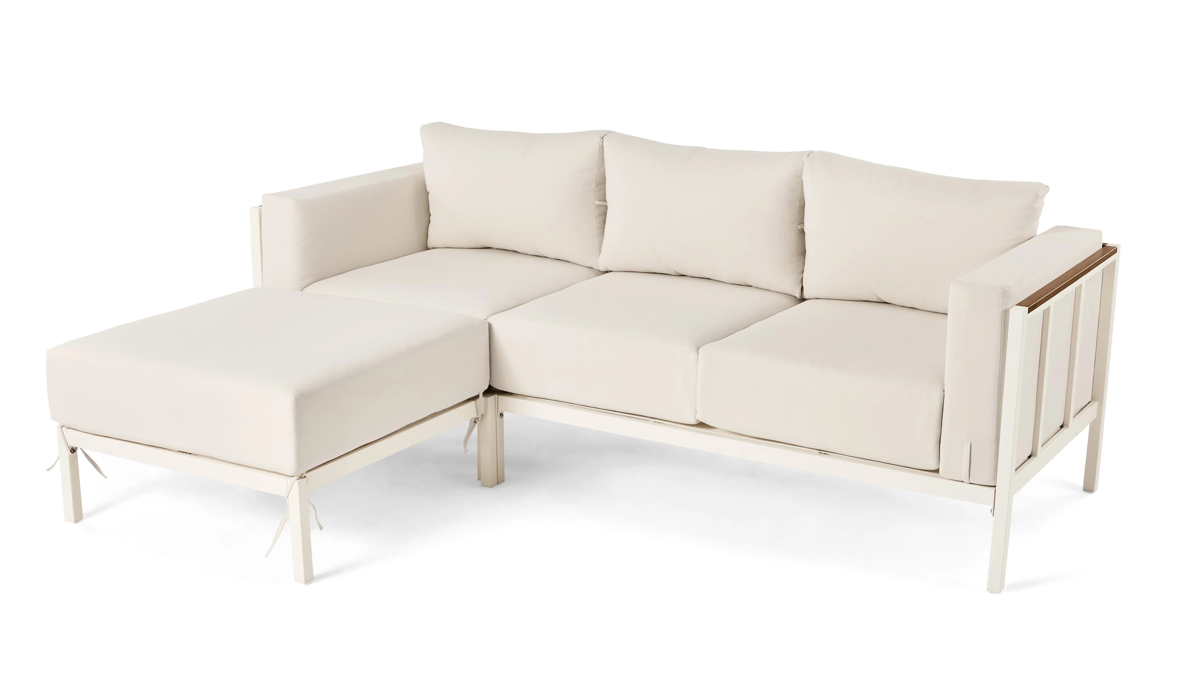 Versatile Outdoor Sofas Sectional with Fade Resistant, Removable Cushion Cover - White Steel, Sling Model BD3720