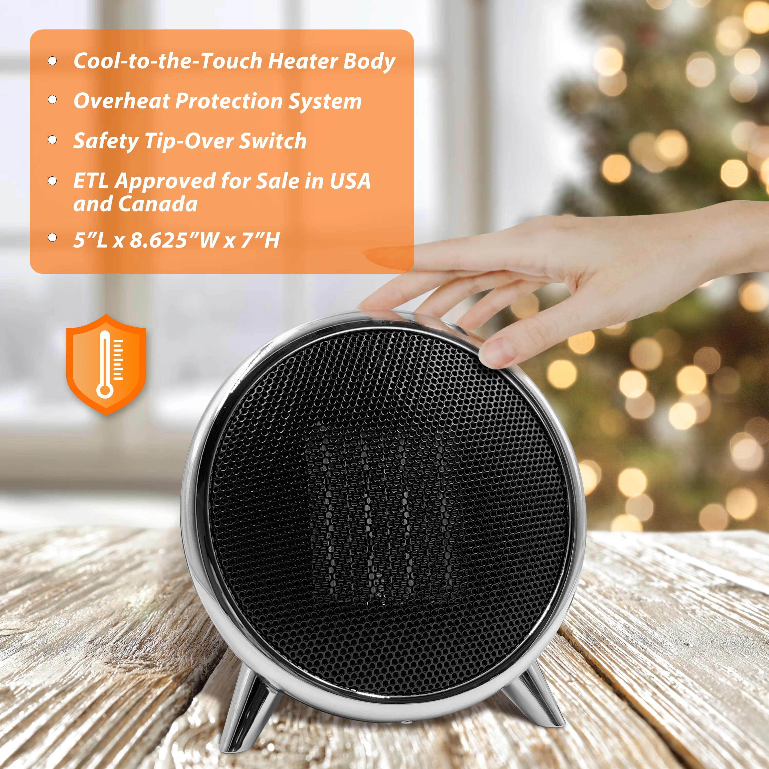 Sleek Portable And Electric Space Heater with 1500W, Automatic Shutoff - Black Model F937EC