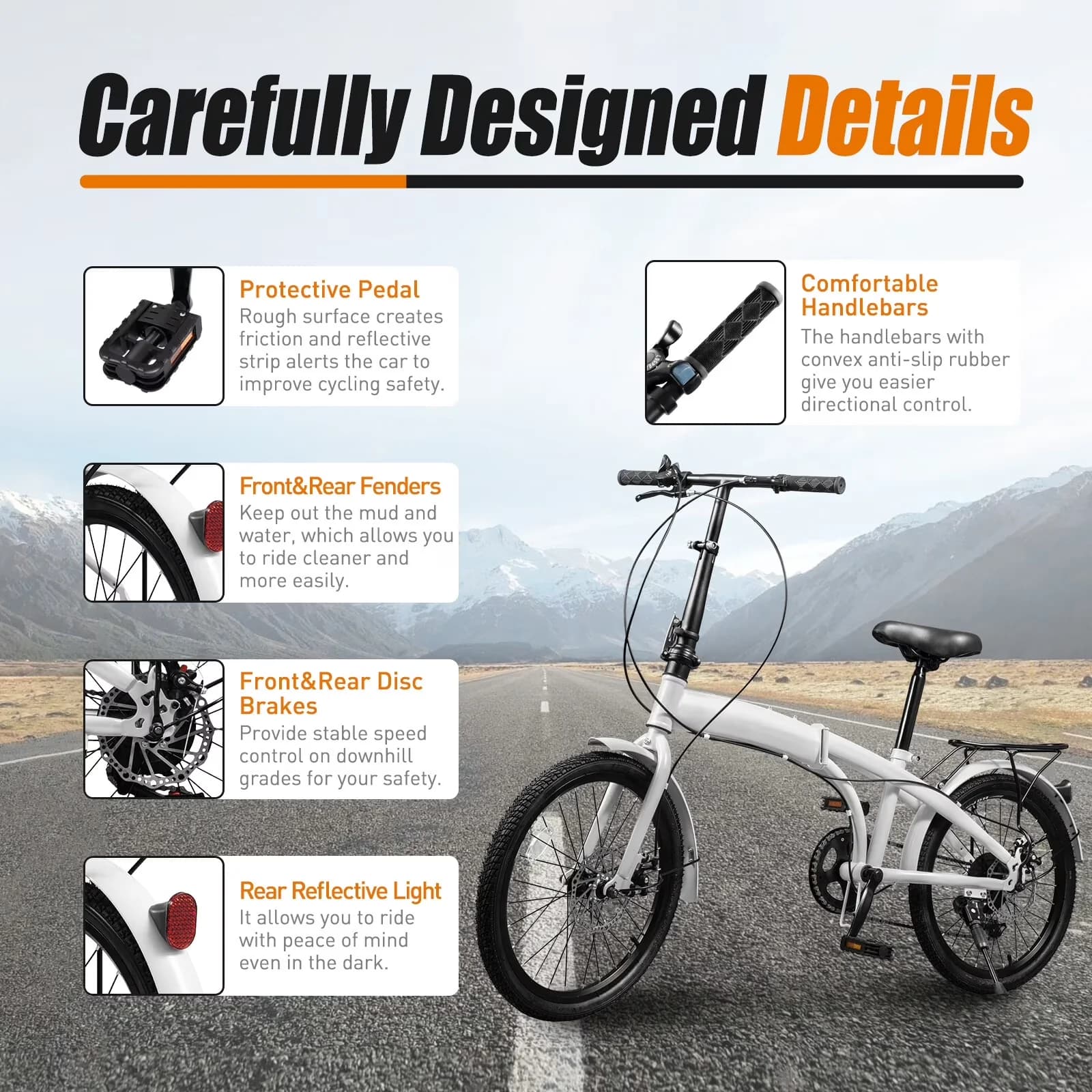 Quality Mountain Bike with Adjustable Height, Foldable - Black Folding Model BBDBFD