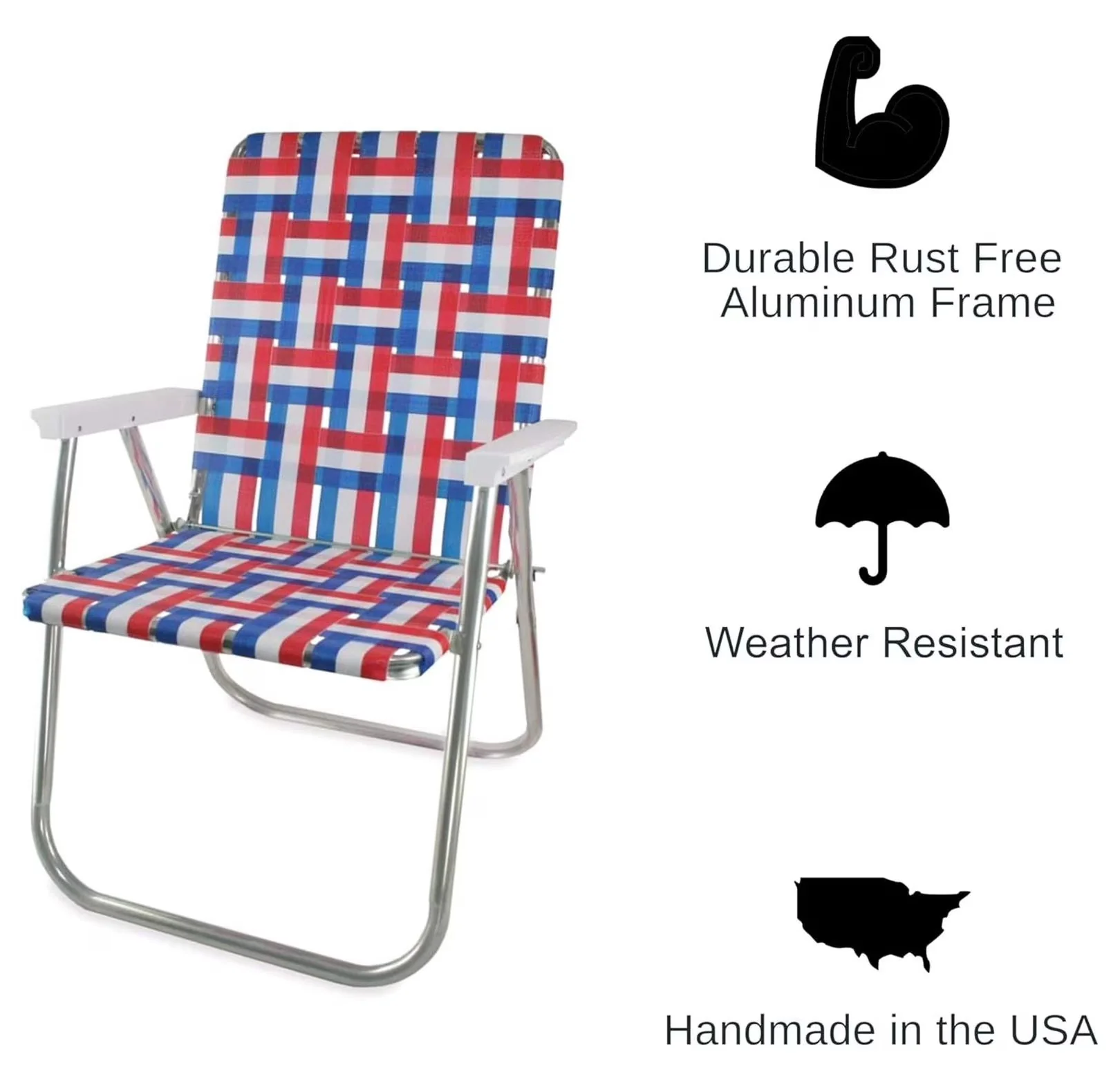 Durable Beach Chair with Rust Resistant, Folding - Patriot - Industrial Grade Model DACE30