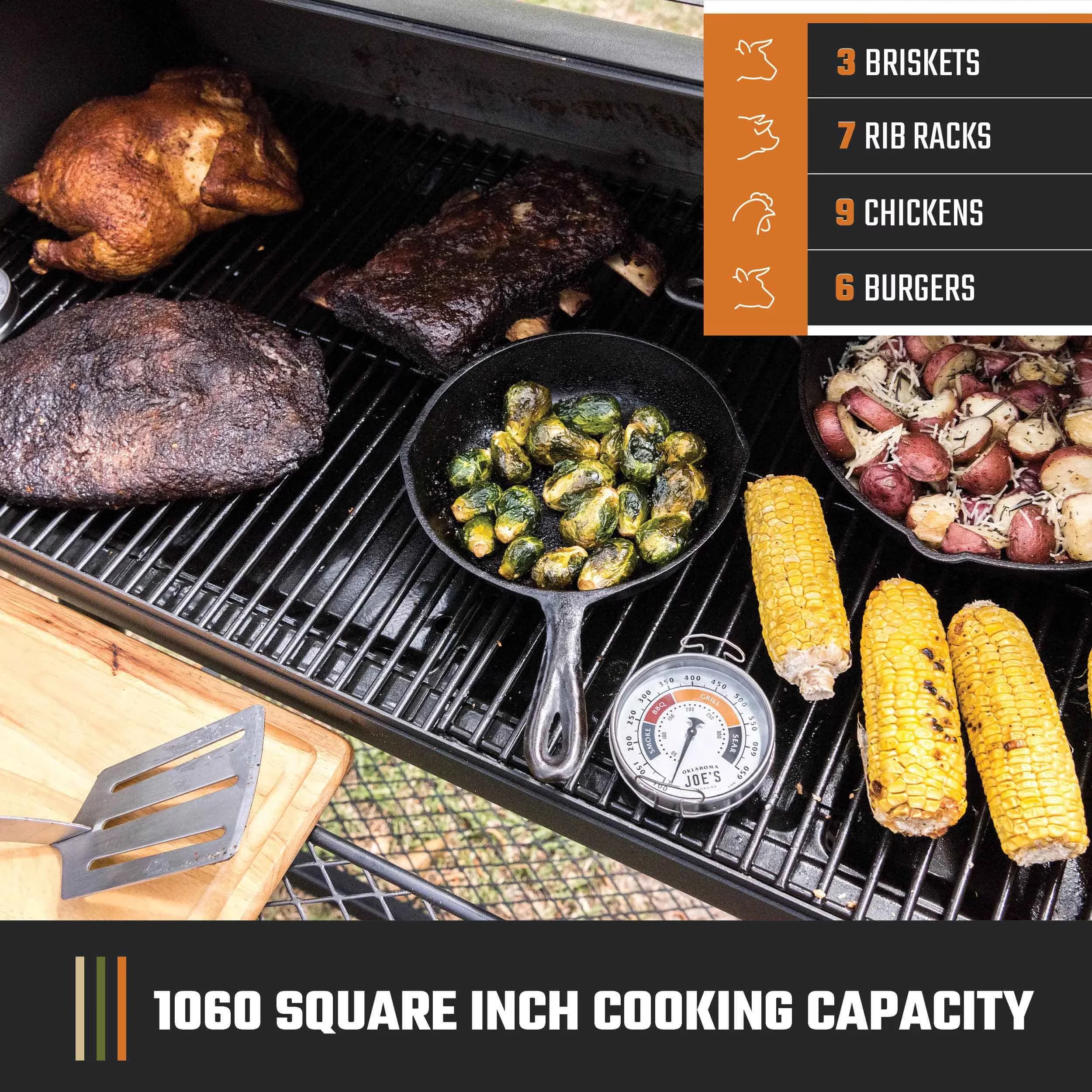 Charcoal Grill Professional with Reverse Flow, Longhorn Reverse Flow Offset Smoker - Heavy Duty Steel Black Model 71AFAC