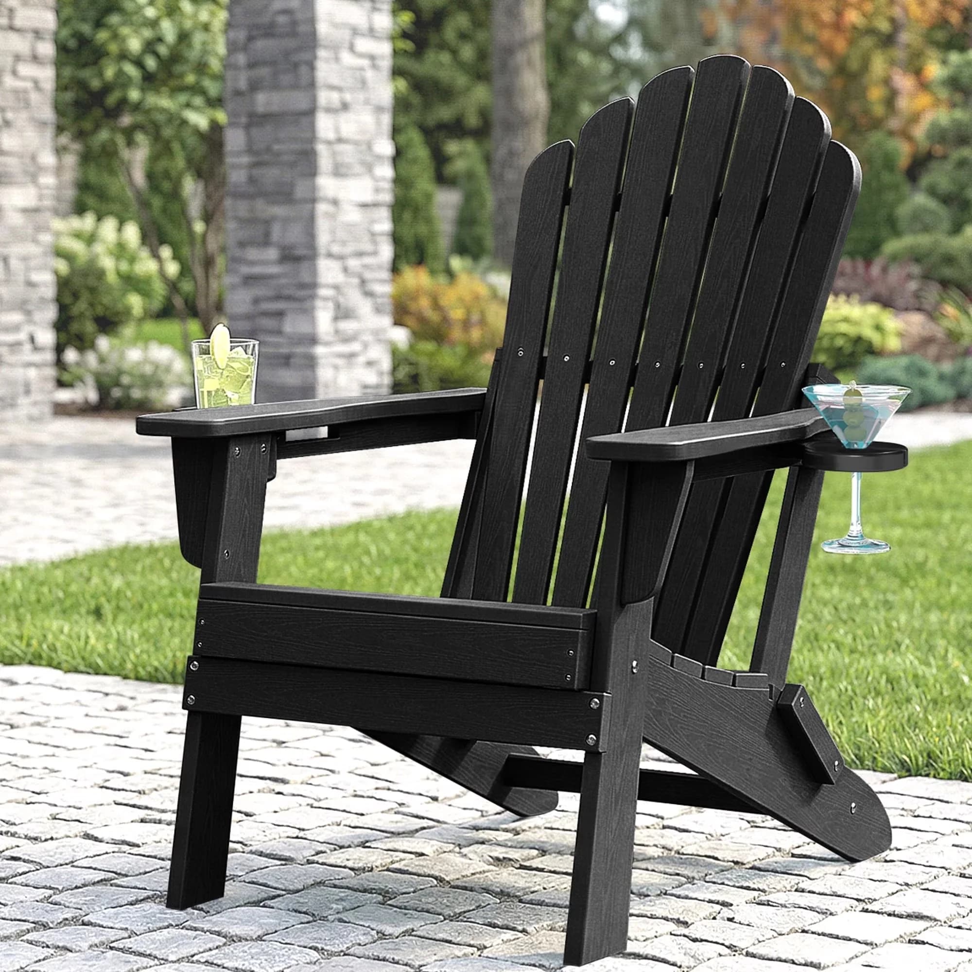 Innovative Patio Chair with Folding, Weather-Resistant, Dual Cup Holders for Patio, Garden - Model 0EED37