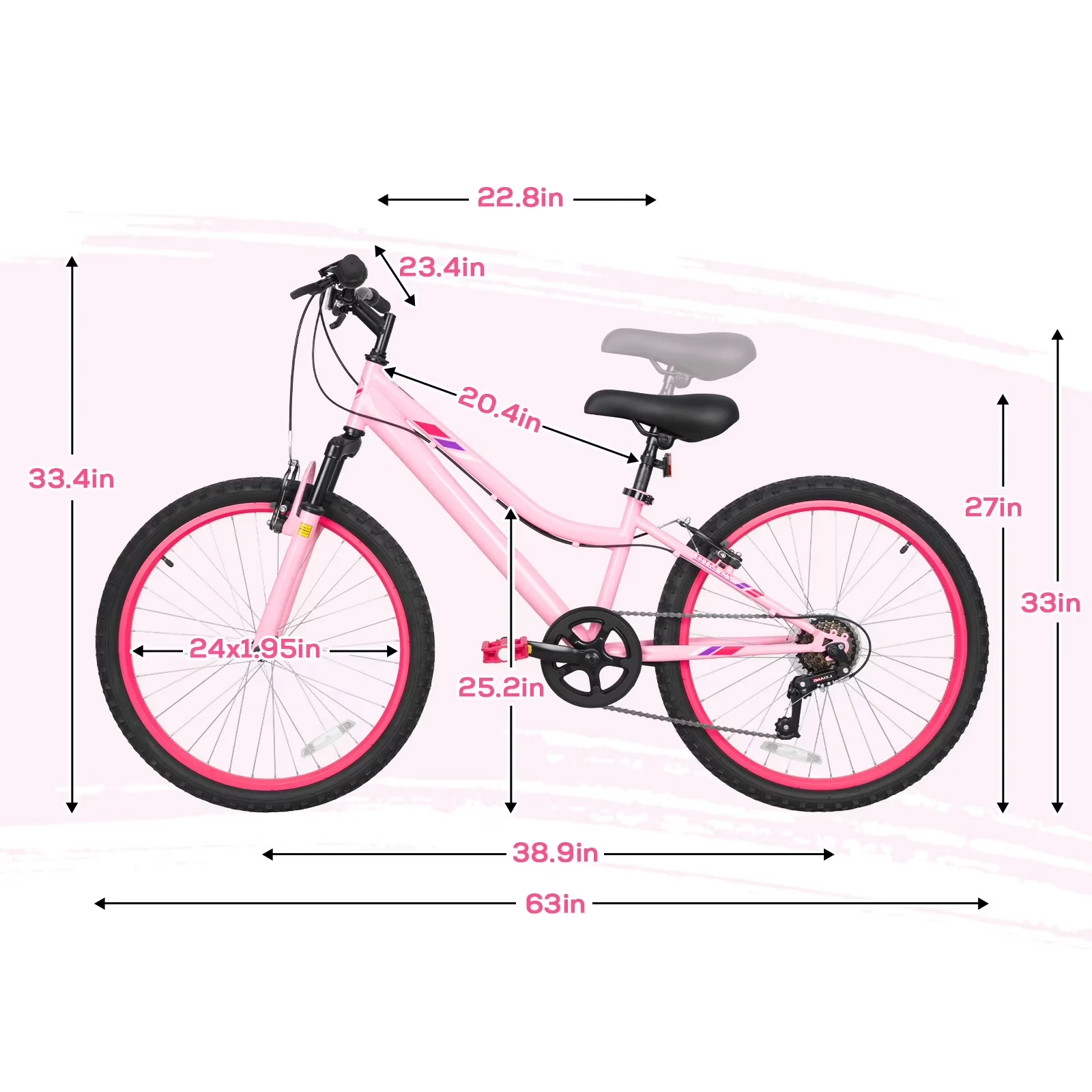 Versatile Mountain Bike with Adjustable Height, Adjustable Speed - Pink Model 7373CD